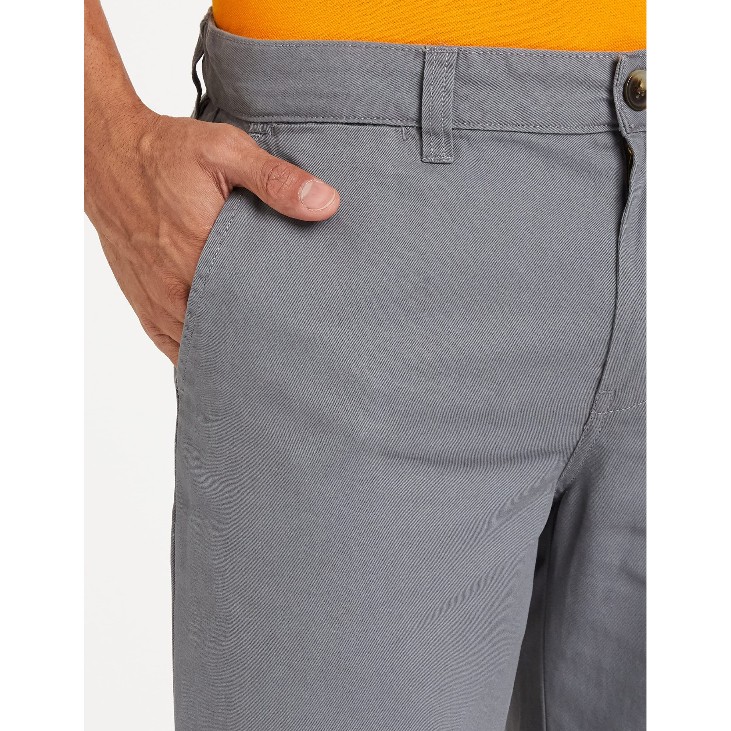 Amazon Brand - Symbol Men's Casual Cotton Pants | Chinos | Trousers (Regular Fit) (Grey_36)