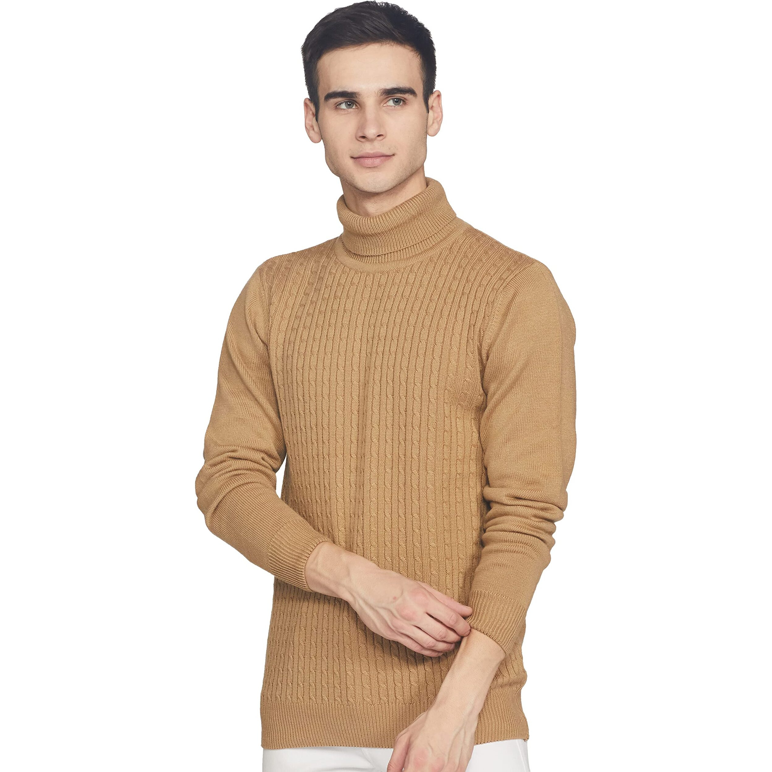 Amazon Brand - Symbol Men's Acrylic Turtle Neck Sweater (SWR-SY-AW21-06_Beige_L)
