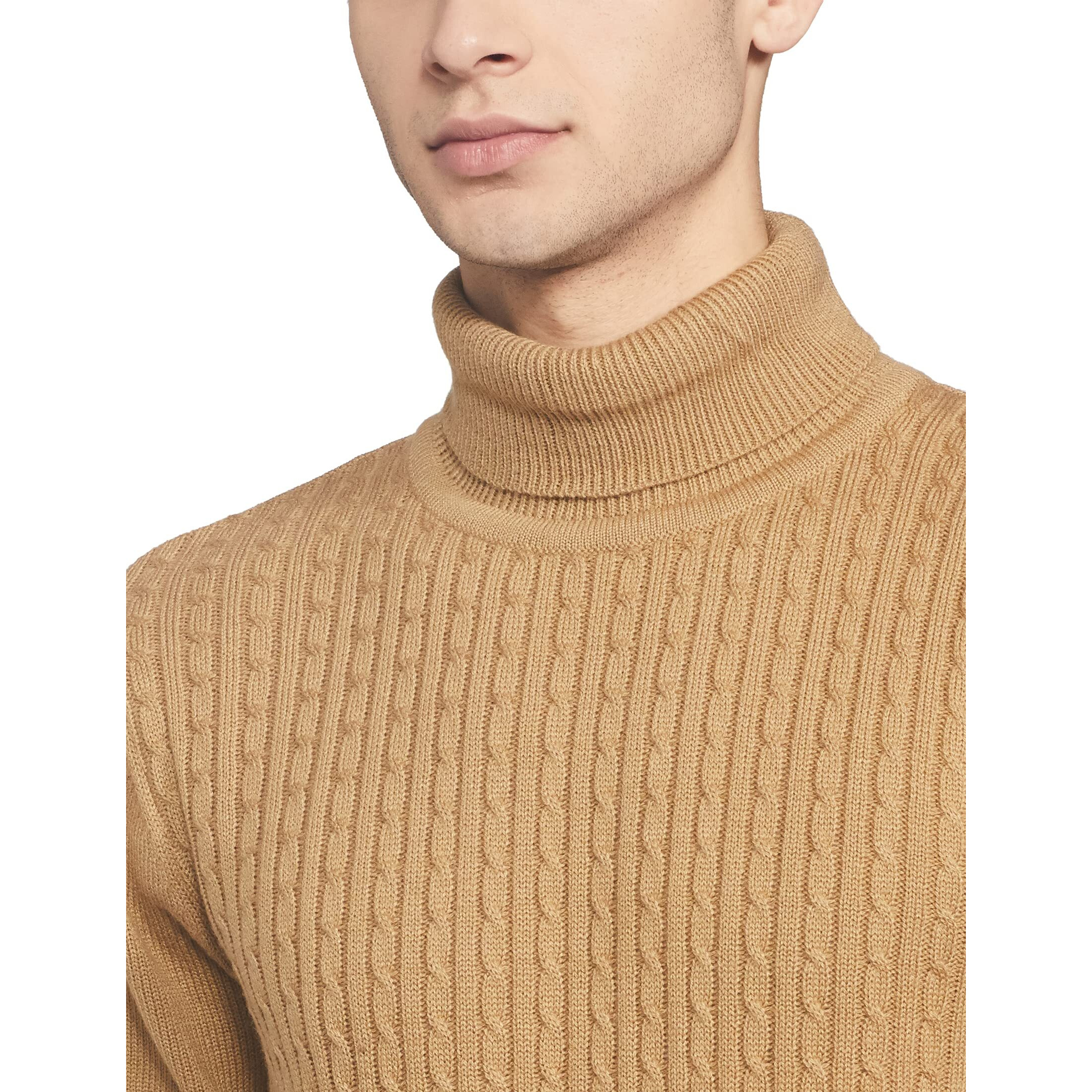Amazon Brand - Symbol Men's Acrylic Turtle Neck Sweater (SWR-SY-AW21-06_Beige_L)