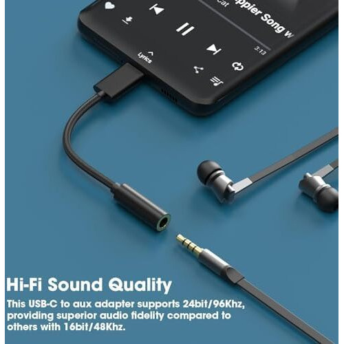 Sounce USB Type C to 3.5mm Headphones Jack Converter Aux Connector Compatible with Galaxy S8 Plus, S9, S9 Plus, S10 Plus, S10 Lite, S23 Ultra, S20 FE, S21, S20, S22 & Other Samsung Devices