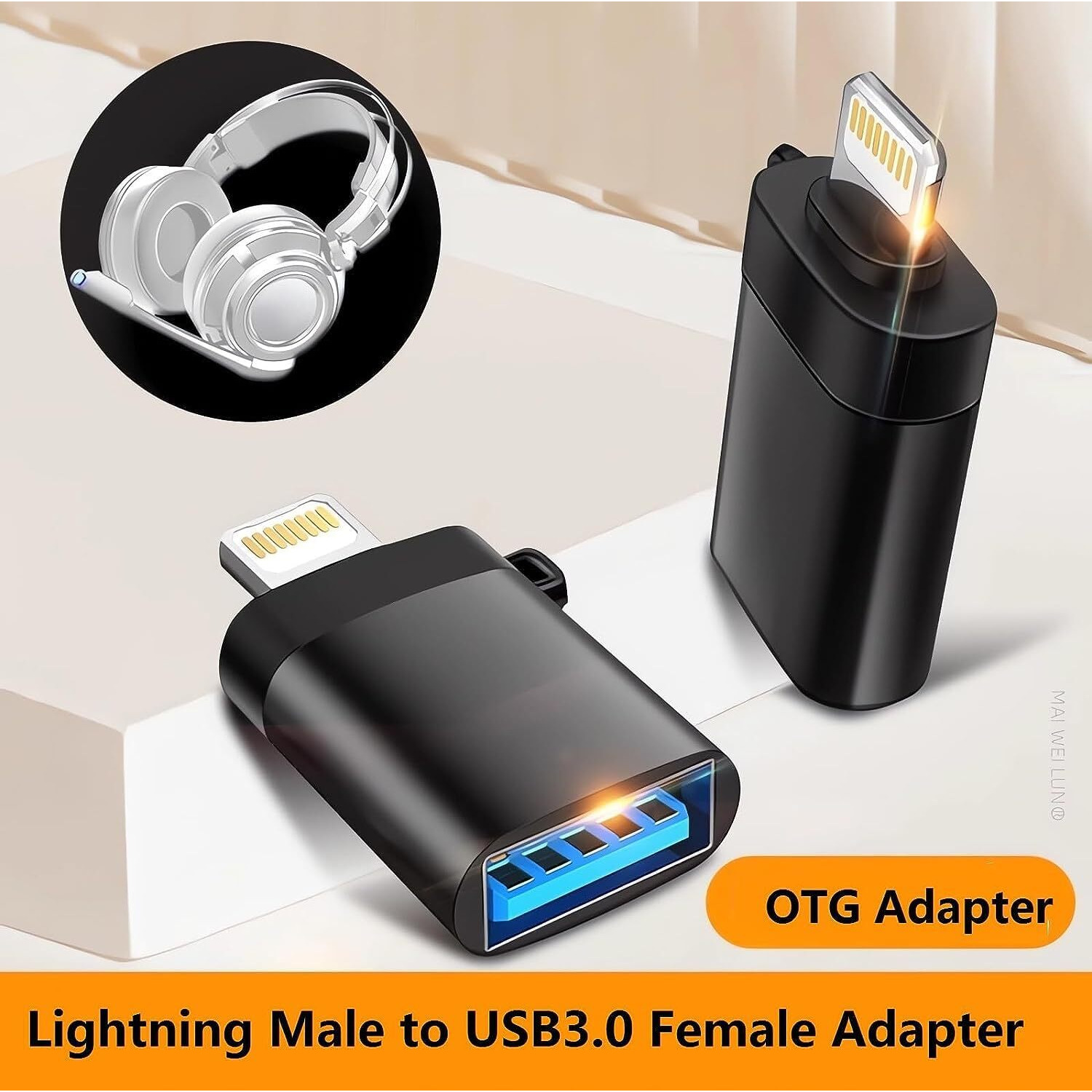 JGD Lightning Male to 3.0 USB A Female OTG Adapter Compatible with iPad, iPhone 14, iPhone 13 and Other Series - (Multicolor)