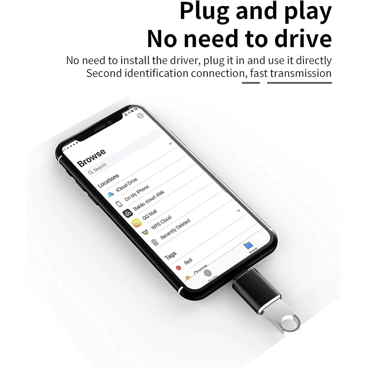 JGD Lightning Male to 3.0 USB A Female OTG Adapter Compatible with iPad, iPhone 14, iPhone 13 and Other Series - (Multicolor)