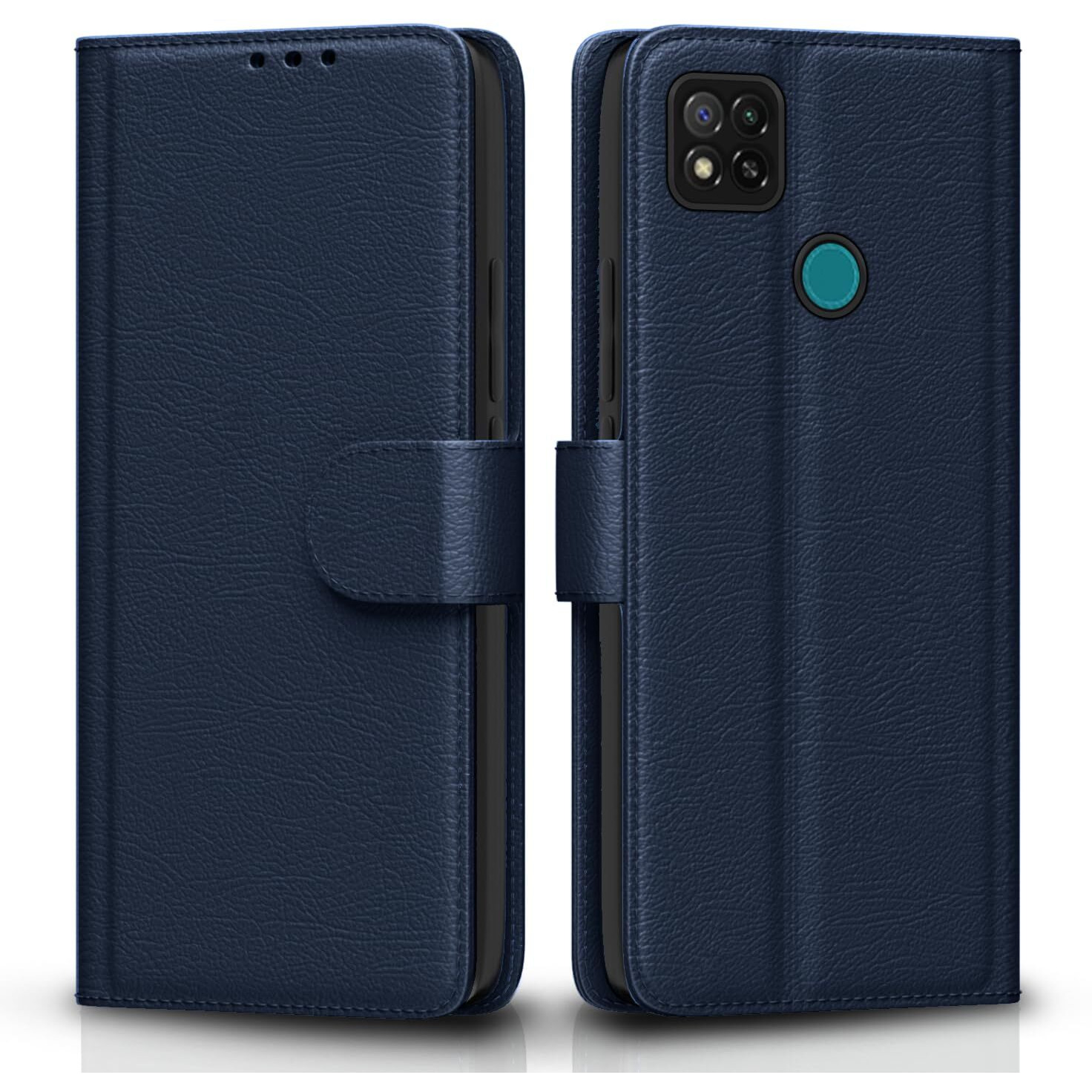Pikkme Flip Cover Leather Finish | Inside TPU with Card Pockets | Wallet Stand and Shock Proof | Complete Protection Flip Case for Redmi 10A/10A Sport/Redmi 9/Redmi 9 Activ/9C/Poco C31(Blue)