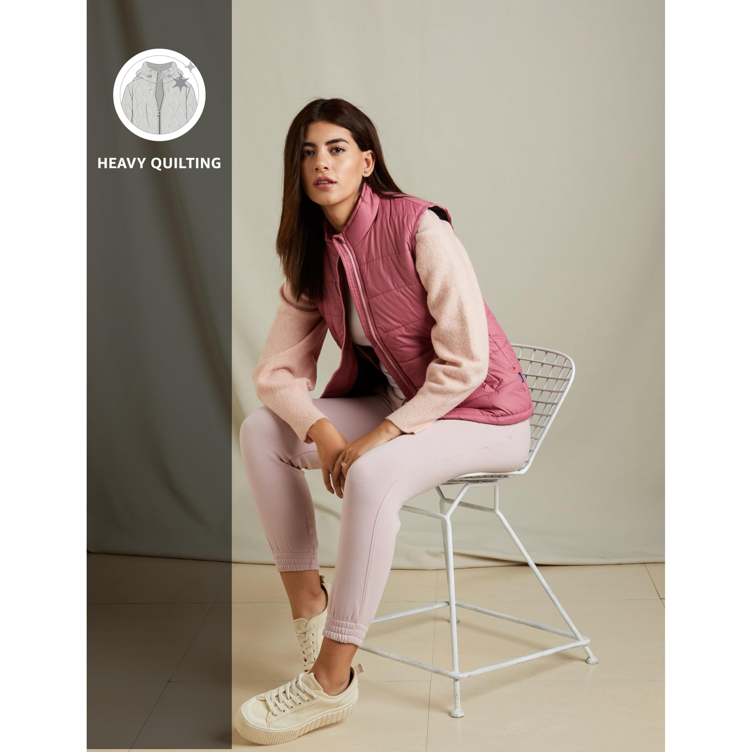 Amazon Brand - Symbol Polyester Women's Standard Length Quilted Jacket (Aw19Kj002_Coral_Small)