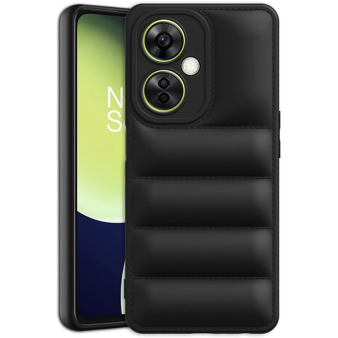 Plus Puffer Case Camera Protection Soft Back Cover for OnePlus Nord Ce 3 Lite 5G - Black