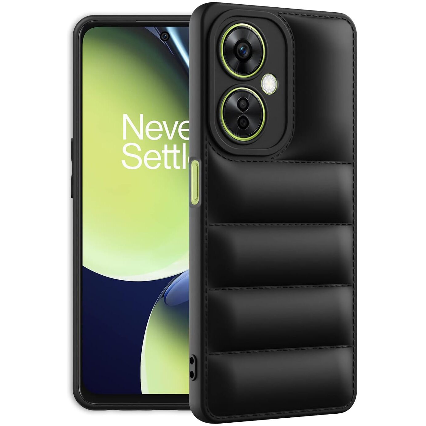 Plus Puffer Case Camera Protection Soft Back Cover for OnePlus Nord Ce 3 Lite 5G - Black