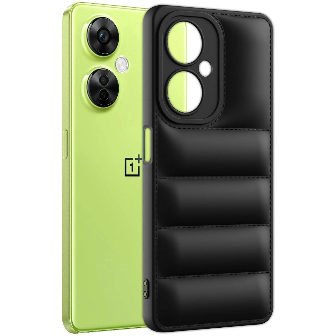 Plus Puffer Case Camera Protection Soft Back Cover for OnePlus Nord Ce 3 Lite 5G - Black
