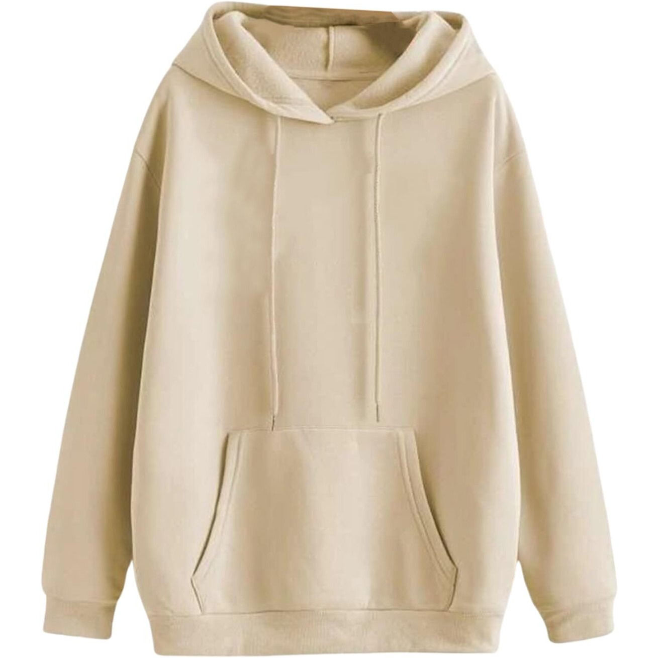 Veirdo Cotton Polly Fleece Regular Fit Beige Solid Hoodie for Men (VH0423SYPL56_M)