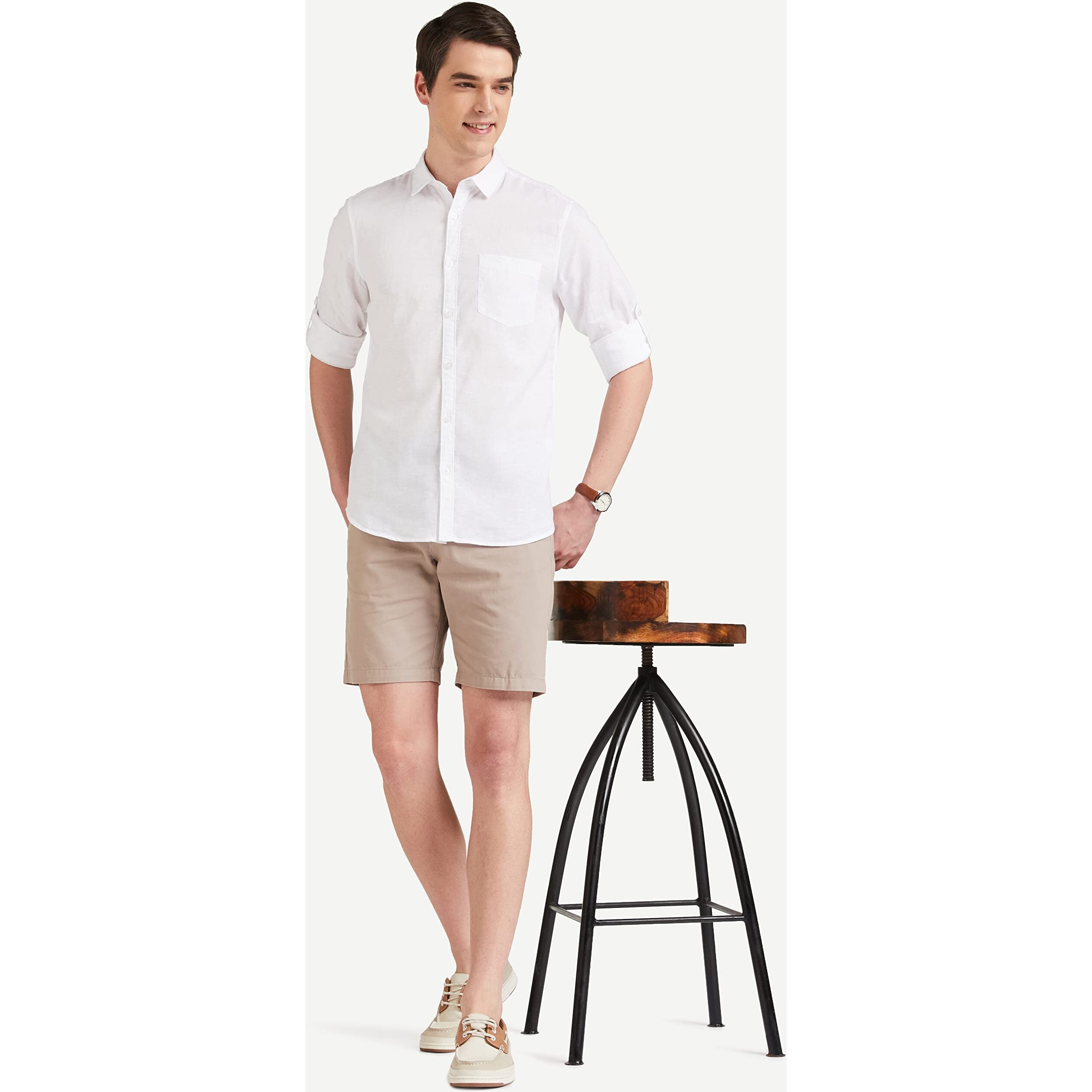 Amazon Brand - Symbol Men's Cotton Chino Shorts | Casual Half Pants | Bermuda (Fawn_32)