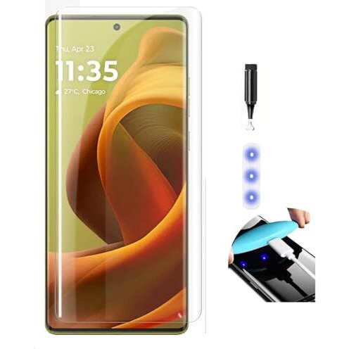 NISHTECH Advanced HD+ Curved UV Tempered Glass Screen Protector Designed for Moto G85 5G || Full Screen Coverage with Easy Installation Kit (Anti-Scratch)