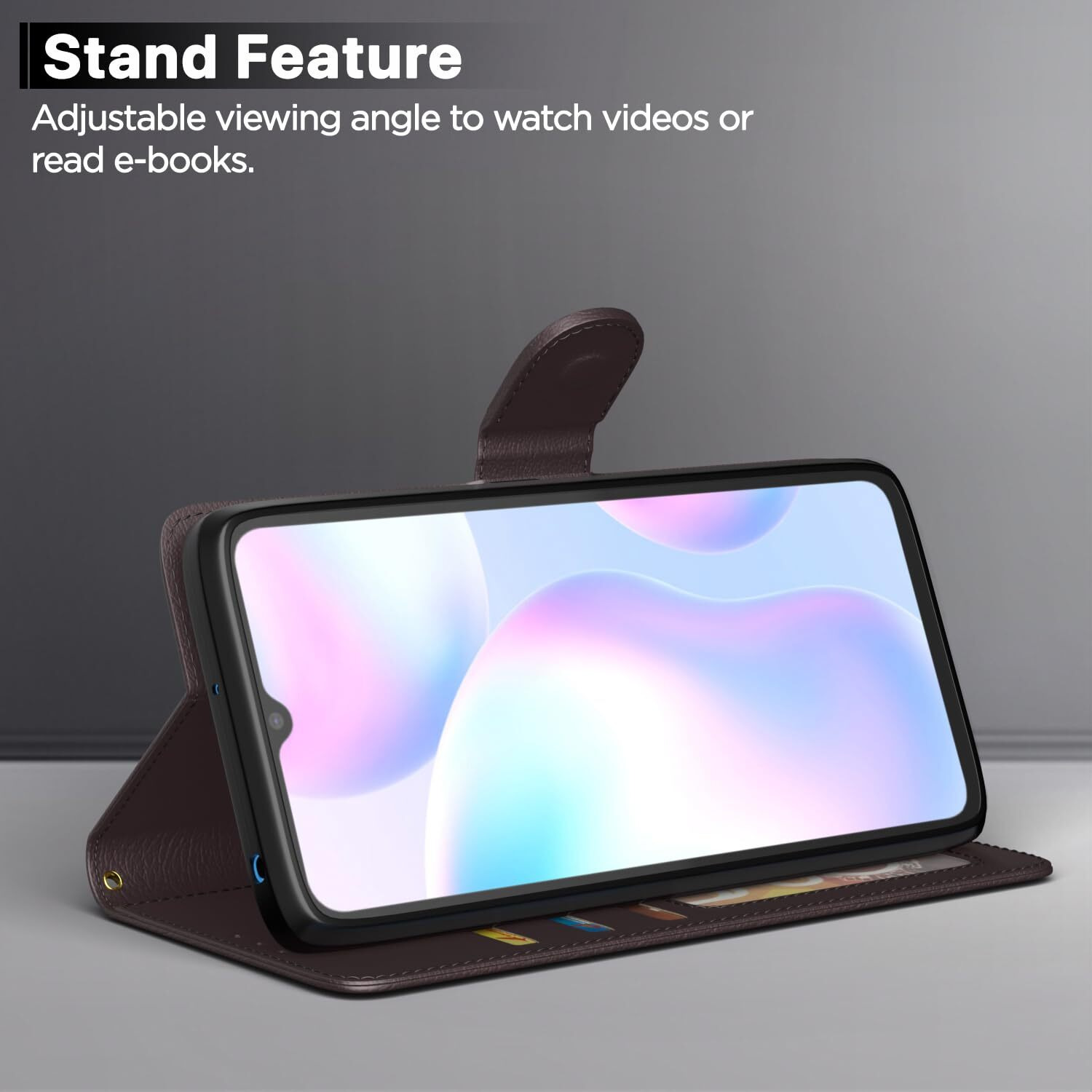 Pikkme Flip Cover Leather Finish | Inside TPU with Card Pockets | Wallet Stand and Shock Proof | Complete Protection Flip Case for Redmi 9A / 9i / 9A Sport(Coffee)