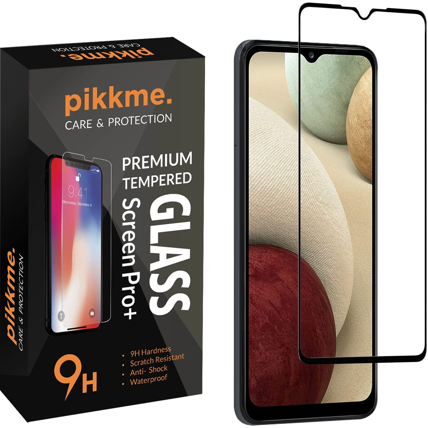 Pikkme Tempered Glass Screen Protector for Samsung Galaxy M04 / M12 / A12 / F12 Edge to Edge Coverage with Easy Installation kit