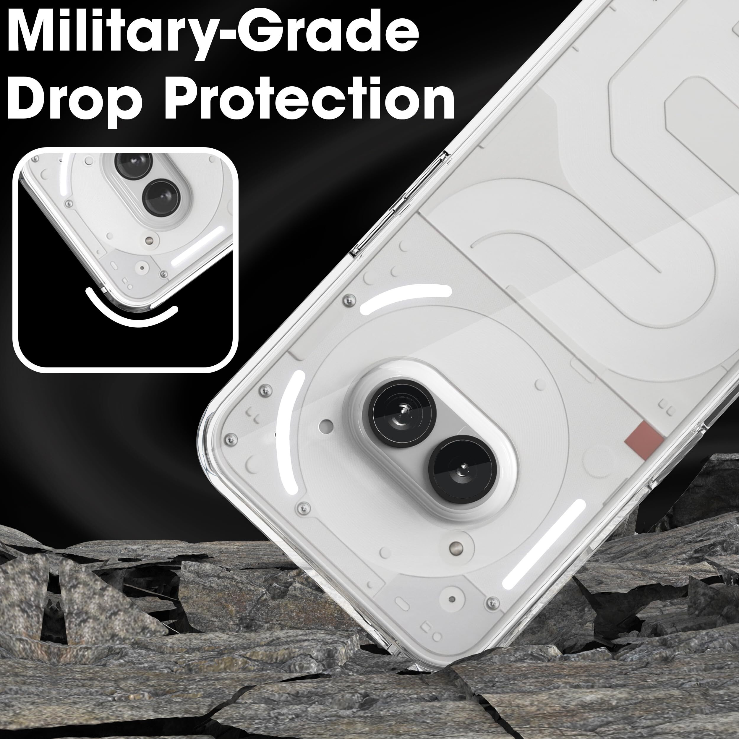 Sounce Ultra-Hybrid Shockproof Back Cover Case for Nothing Phone 2a / 2a Plus 5G | Camera Protection Bump | Hard Back Cover for Nothing Phone 2A (PC & TPU, Crystal Clear Back, Transparent Sides)