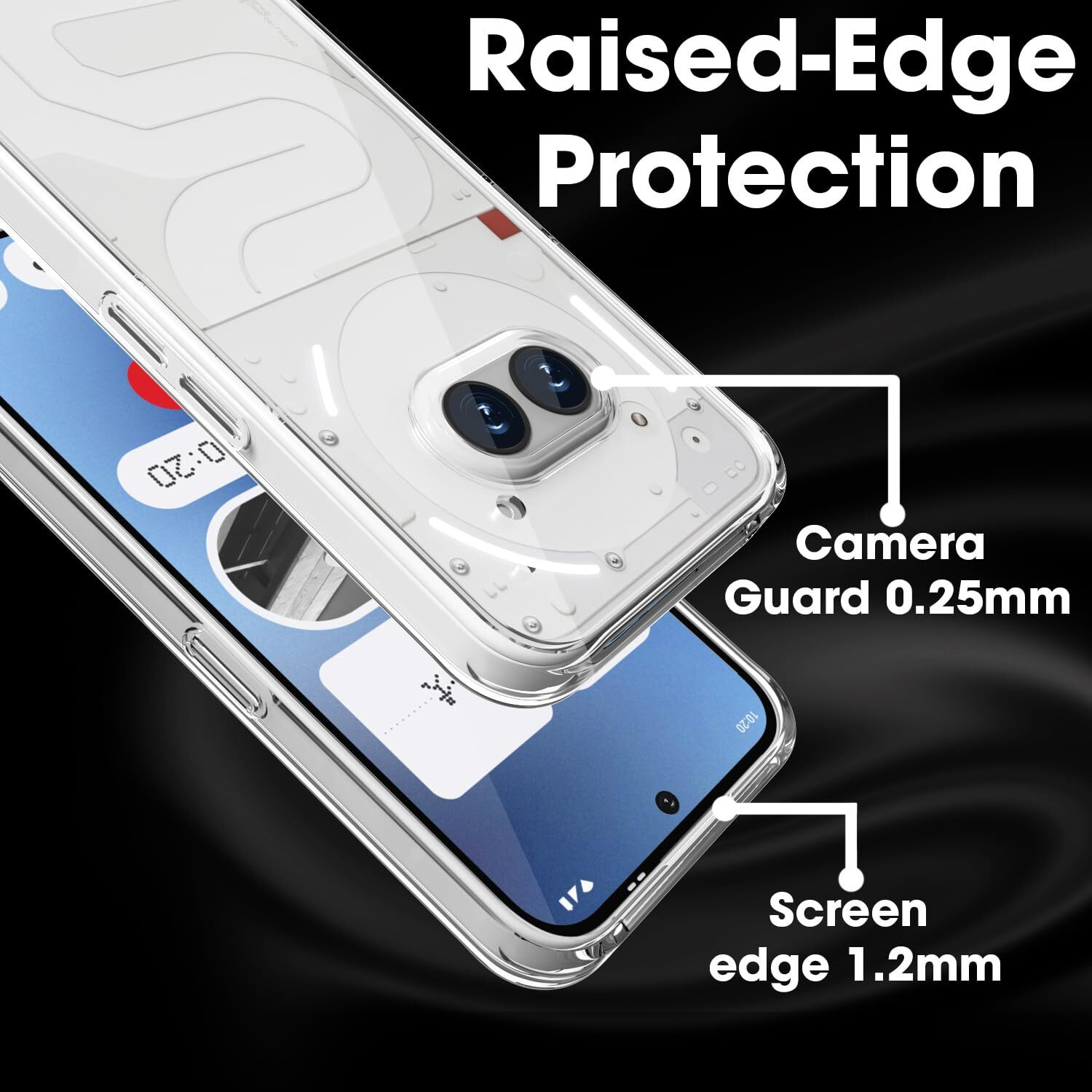 Sounce Ultra-Hybrid Shockproof Back Cover Case for Nothing Phone 2a / 2a Plus 5G | Camera Protection Bump | Hard Back Cover for Nothing Phone 2A (PC & TPU, Crystal Clear Back, Transparent Sides)