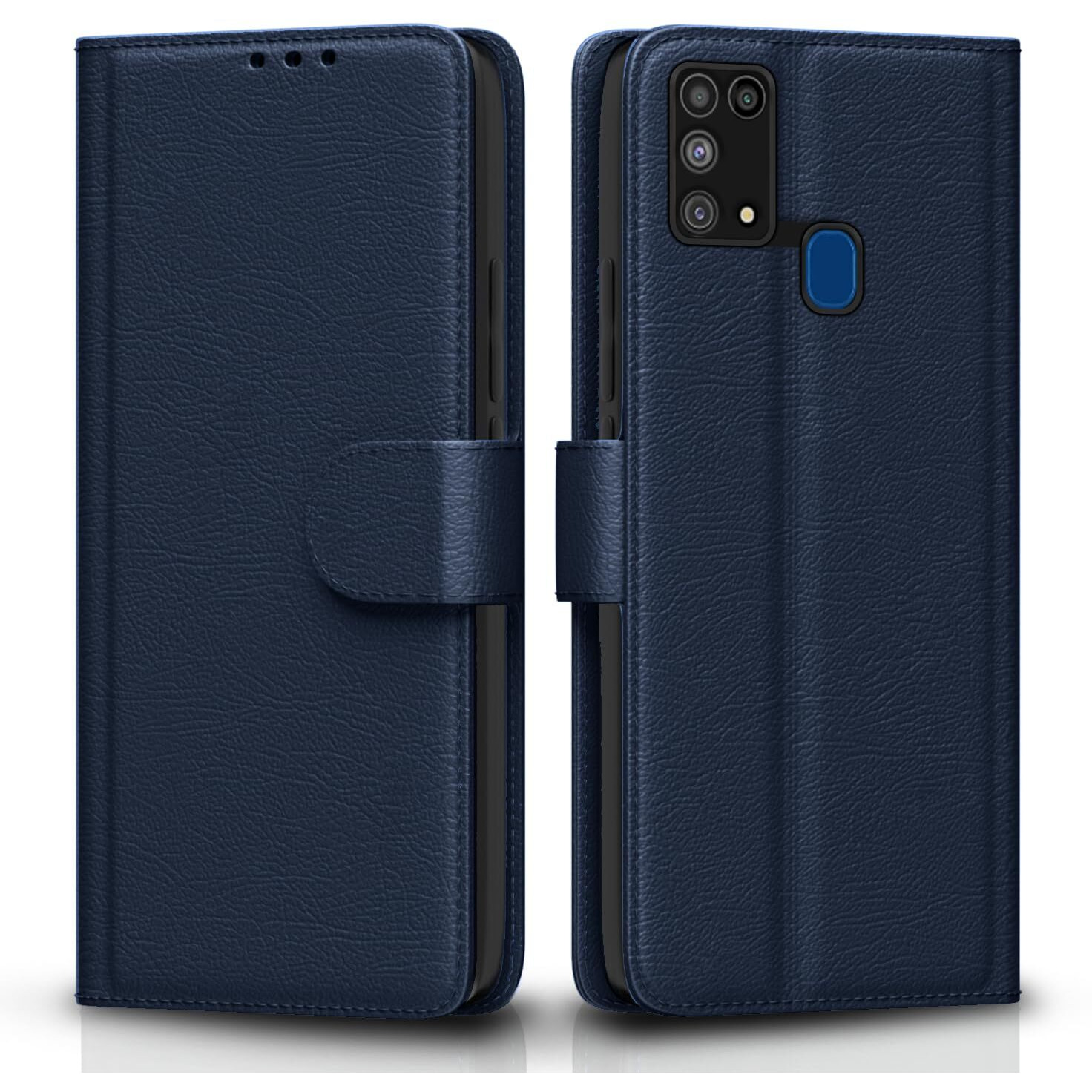 Pikkme Flip Cover Leather Finish | Inside TPU with Card Pockets | Wallet Stand and Shock Proof | Complete Protection Flip Case for Samsung Galaxy M31 / F41 / M31 Prime(Blue)