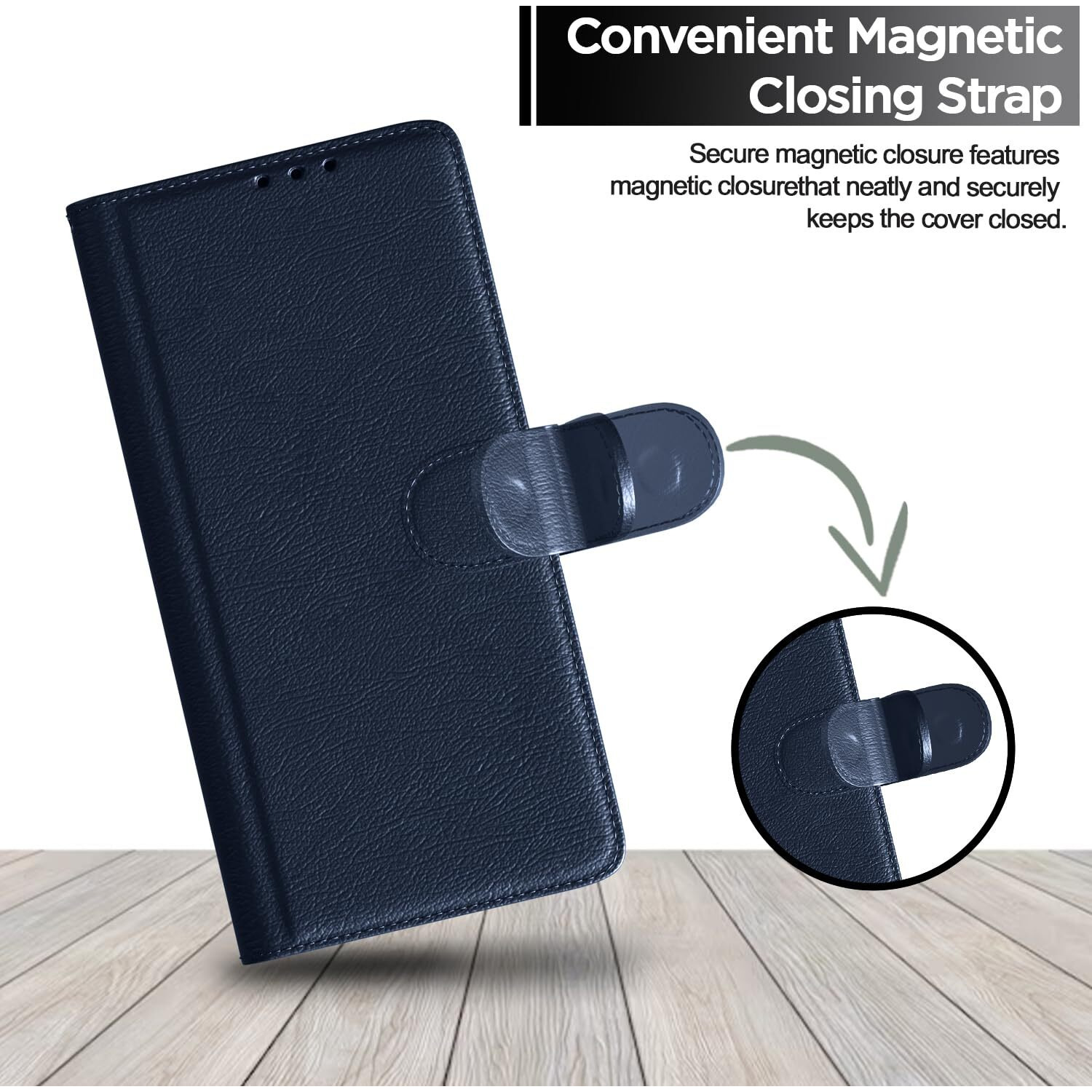 Pikkme Flip Cover Leather Finish | Inside TPU with Card Pockets | Wallet Stand and Shock Proof | Complete Protection Flip Case for Redmi 13C 5G(Blue)