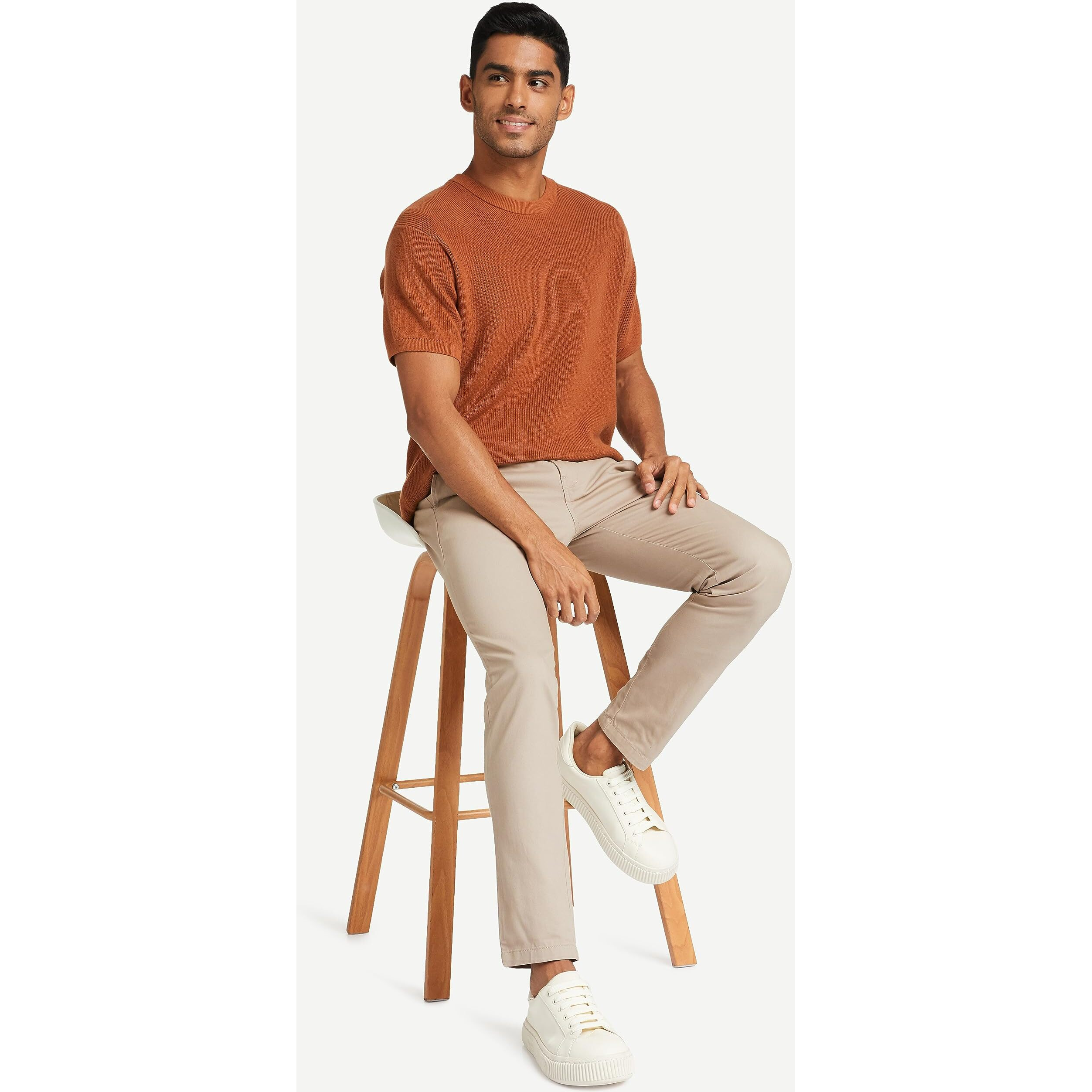 Amazon Brand - Symbol Men's Casual Cotton Pants | Chinos | Trousers (Regular Fit) ( Fawn1 _ M2 )