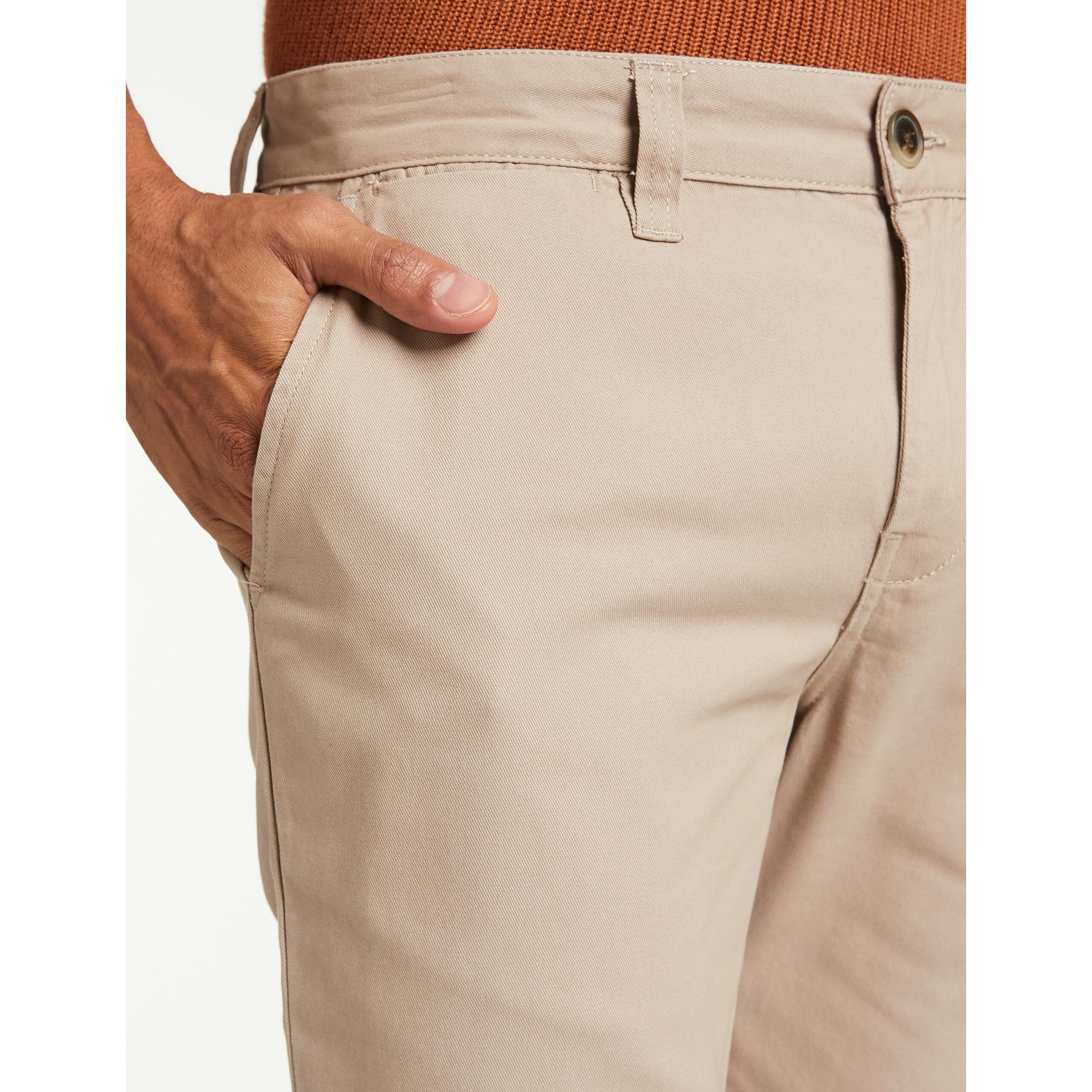 Amazon Brand - Symbol Men's Casual Cotton Pants | Chinos | Trousers (Regular Fit) ( Fawn1 _ M2 )
