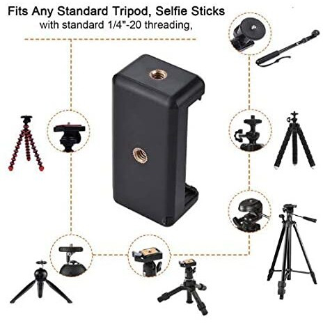 HUMBLE Universal Monopod Holder Clip for Mobile Camera Holder and Tripod Mount Holder- Black (Pack of Two)