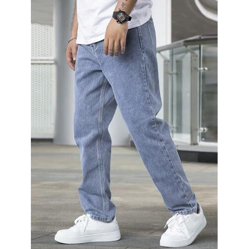 GRECIILOOKS Regular Cargo Pant Baggy Loose Fit | Cotton Jeans for Men (GL-MJ-12_Light Blue_32)