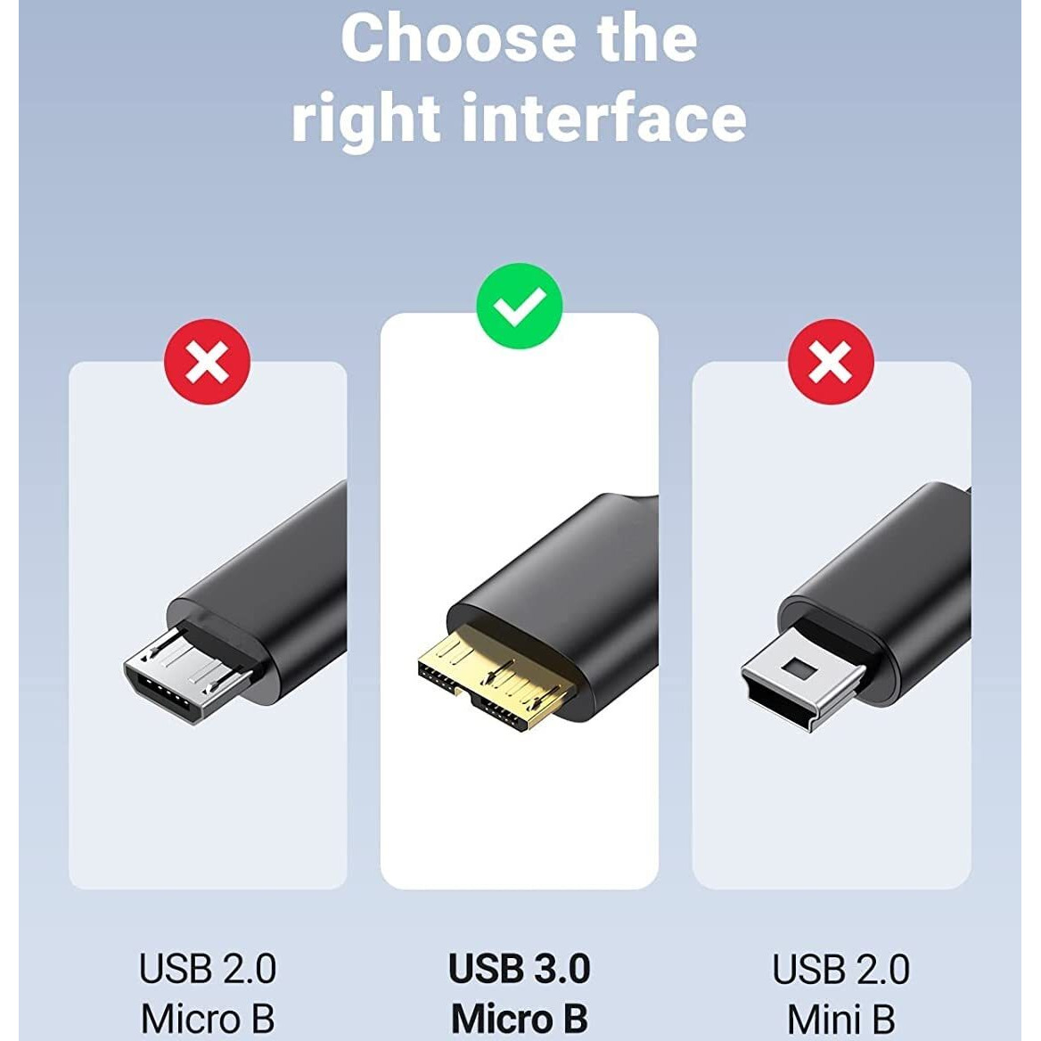 NISHTECH High Speed USB 3.0 A to Micro B SuperSpeed for WD/Seagate/Toshiba/Samsung/Hitachi, etc External Hard Disk/Drives (Black)