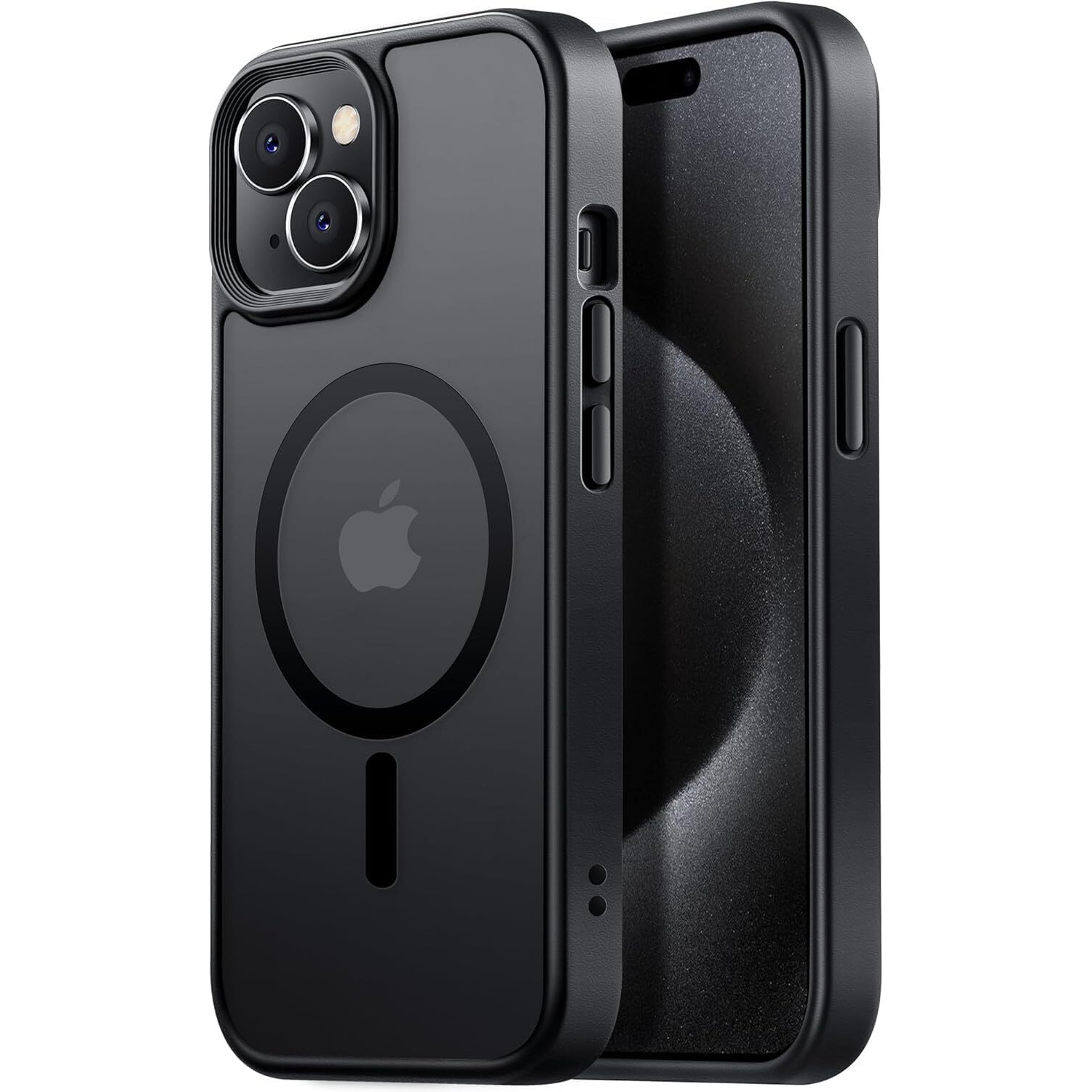 Sounce Ultra-Hybrid Shockproof Back Cover Case for iPhone 15 | Camera Protection Bump | Hard Back Cover Case for iPhone 15 (PC & TPU, Smoked Matte Back, Black Sides)