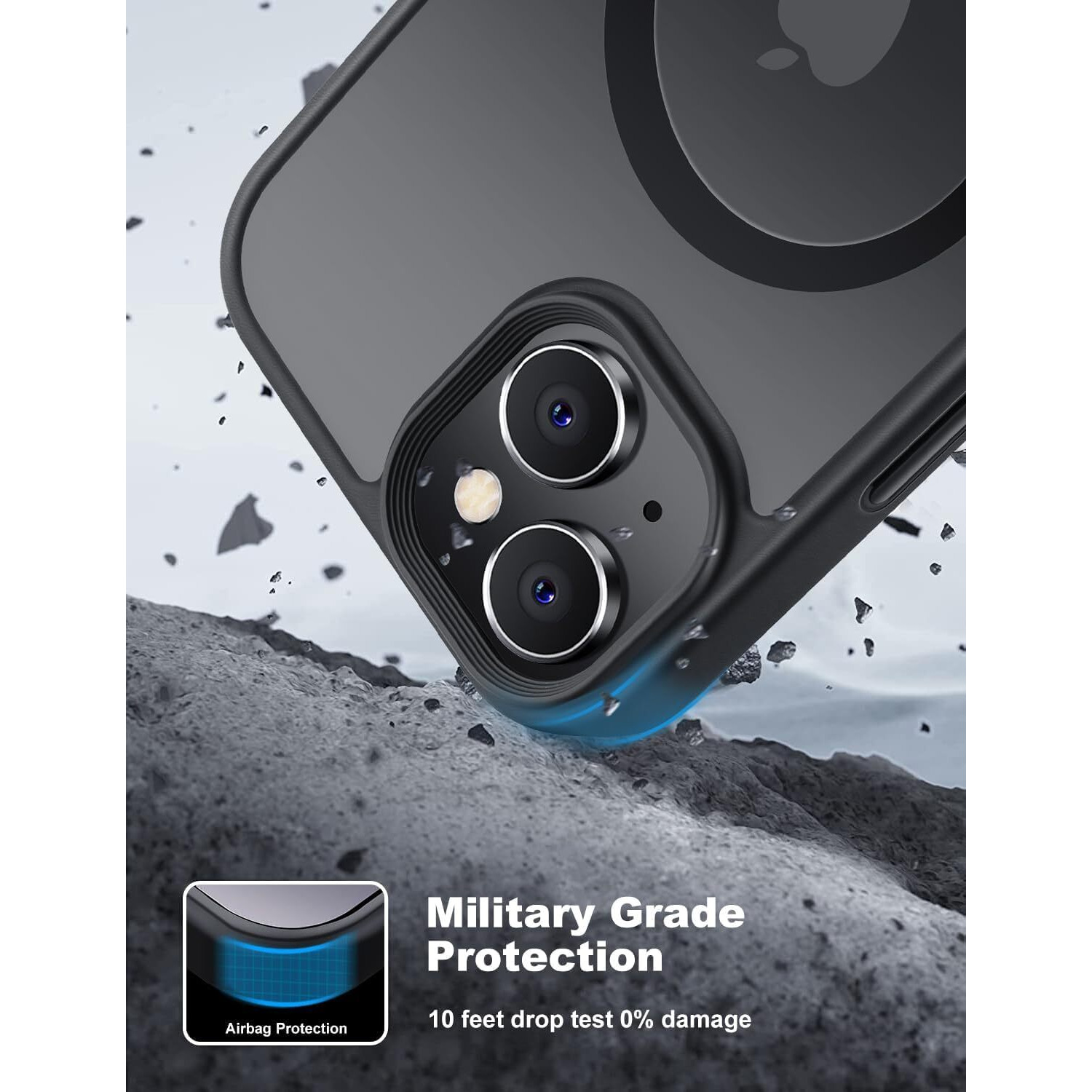 Sounce Ultra-Hybrid Shockproof Back Cover Case for iPhone 15 | Camera Protection Bump | Hard Back Cover Case for iPhone 15 (PC & TPU, Smoked Matte Back, Black Sides)