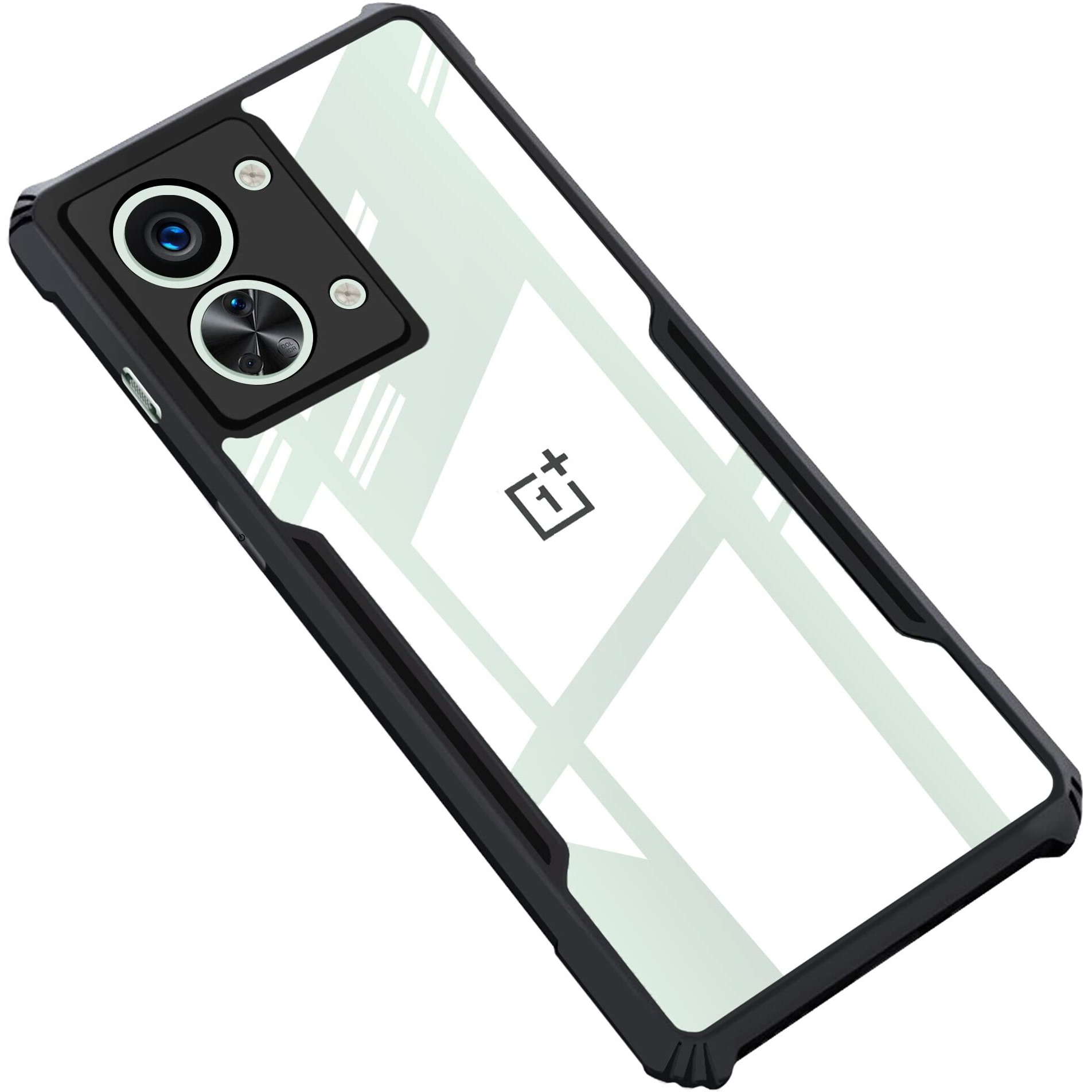 CEDO OnePlus Nord 2T (5G) Back Case Cover | Camera Protection Shockproof Bumper-Edge | Acrylic Crystal Clear 360 Degree Protection TPU+PC | Transparent Eagle Back Case Cover (Black)
