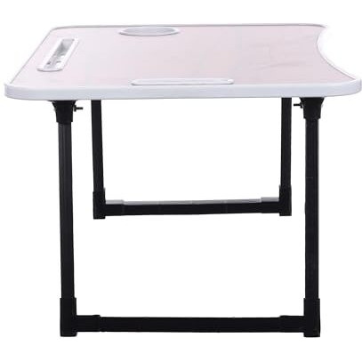 Kaanuka Foldable Laptop Table with Cup Holder I Tablet/Mobile Holder I Study Table I Breakfast Table, Multipurpose Round Edges for Home & Office Use