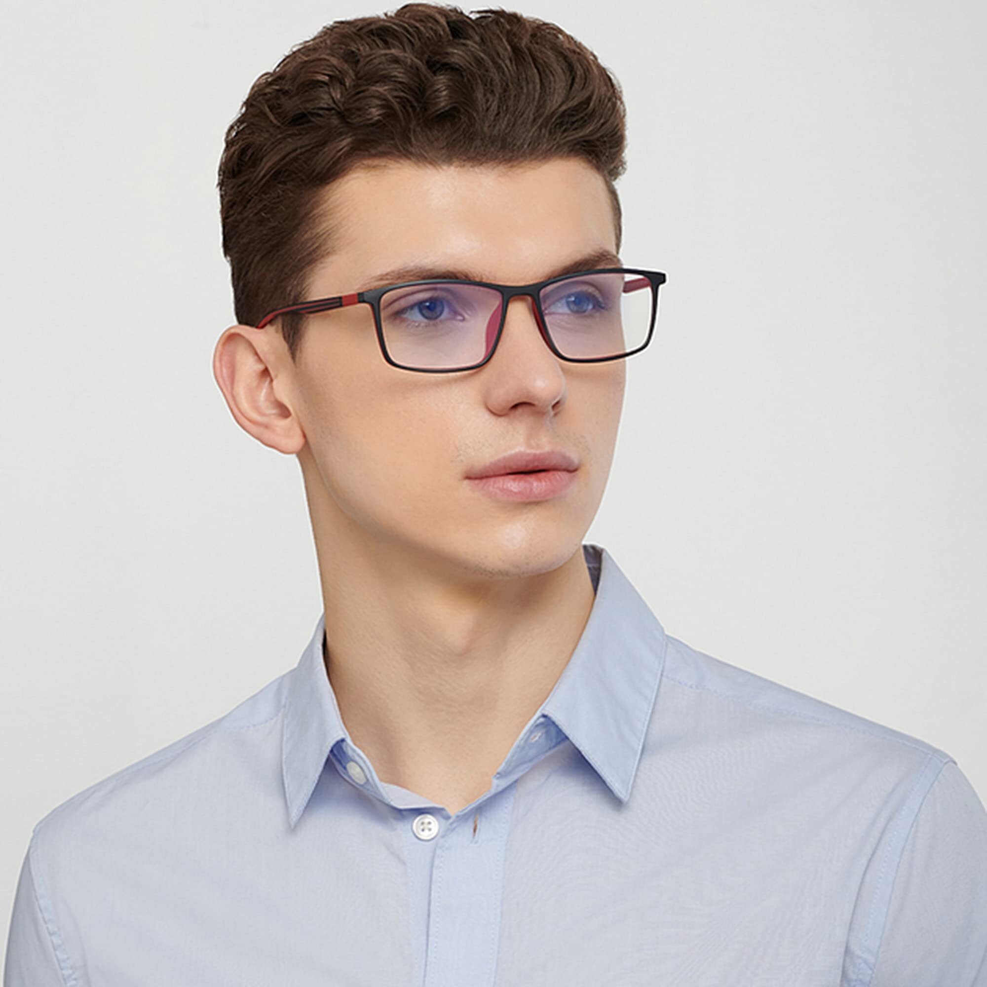 LENSKART BLU | Zero Power Bluecut & Antiglare Computer Eyeglasses | Gaming Glasses | Black Full Rim Rectangle For Men and Women | Large | LB E14255