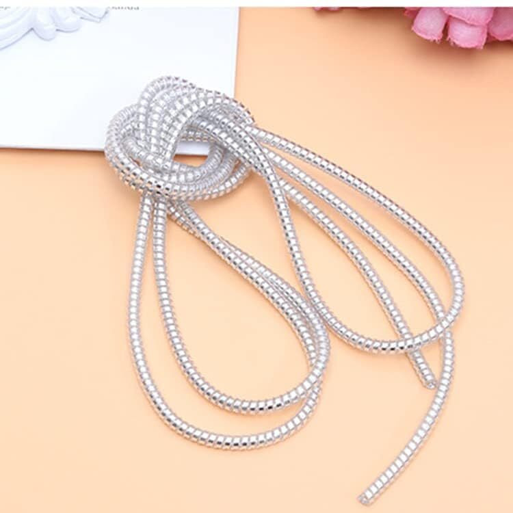 GadgetBite Ultimate Cable Protector | Spiral Cable Protector 1.5 Meter/Cable Protector 150 cm | Plastic Cord Wire Charger Winder for iPhone and Android Charging Cables (Silver).