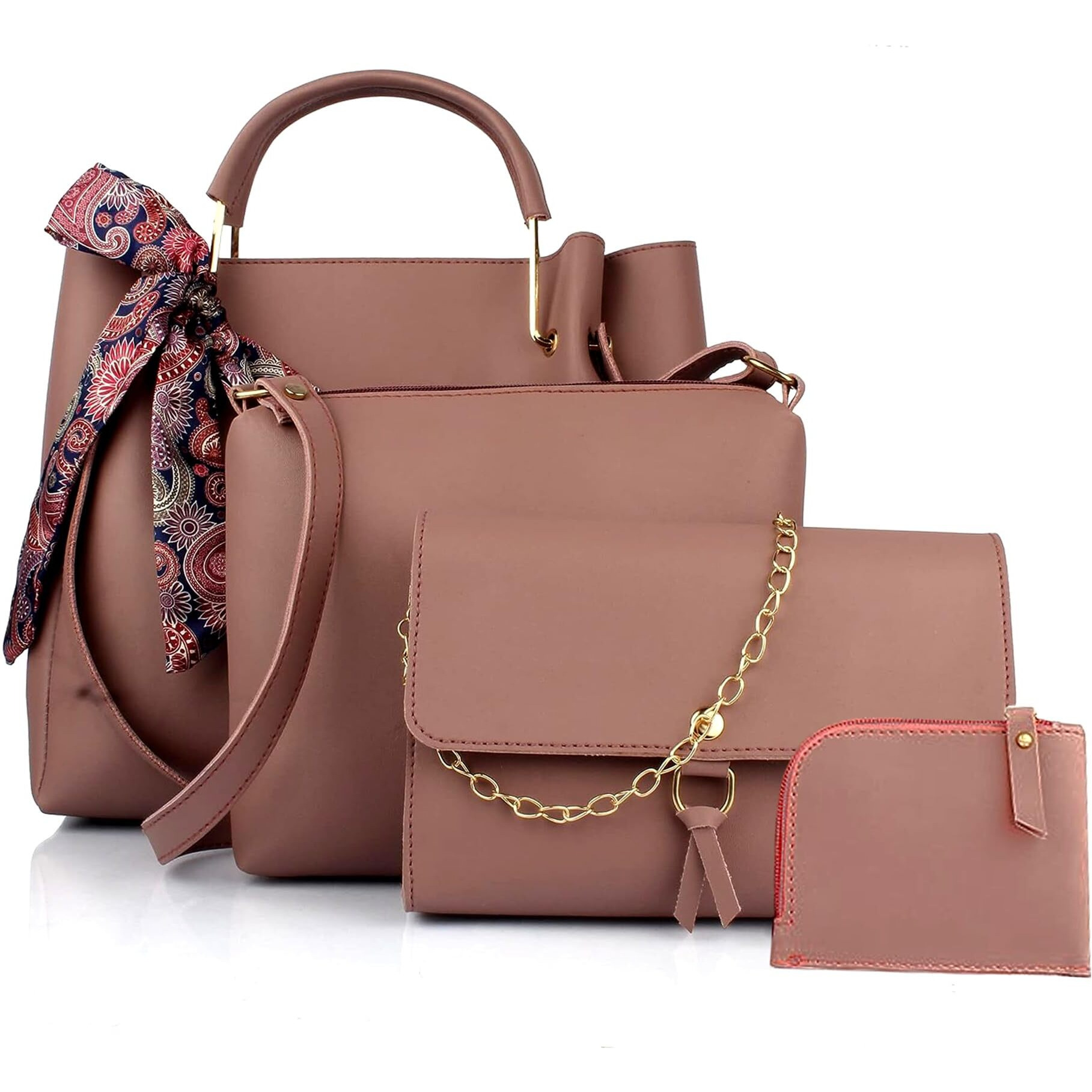 Mammon Women Handbags Combo (4-bib-Ribn) (Pink)