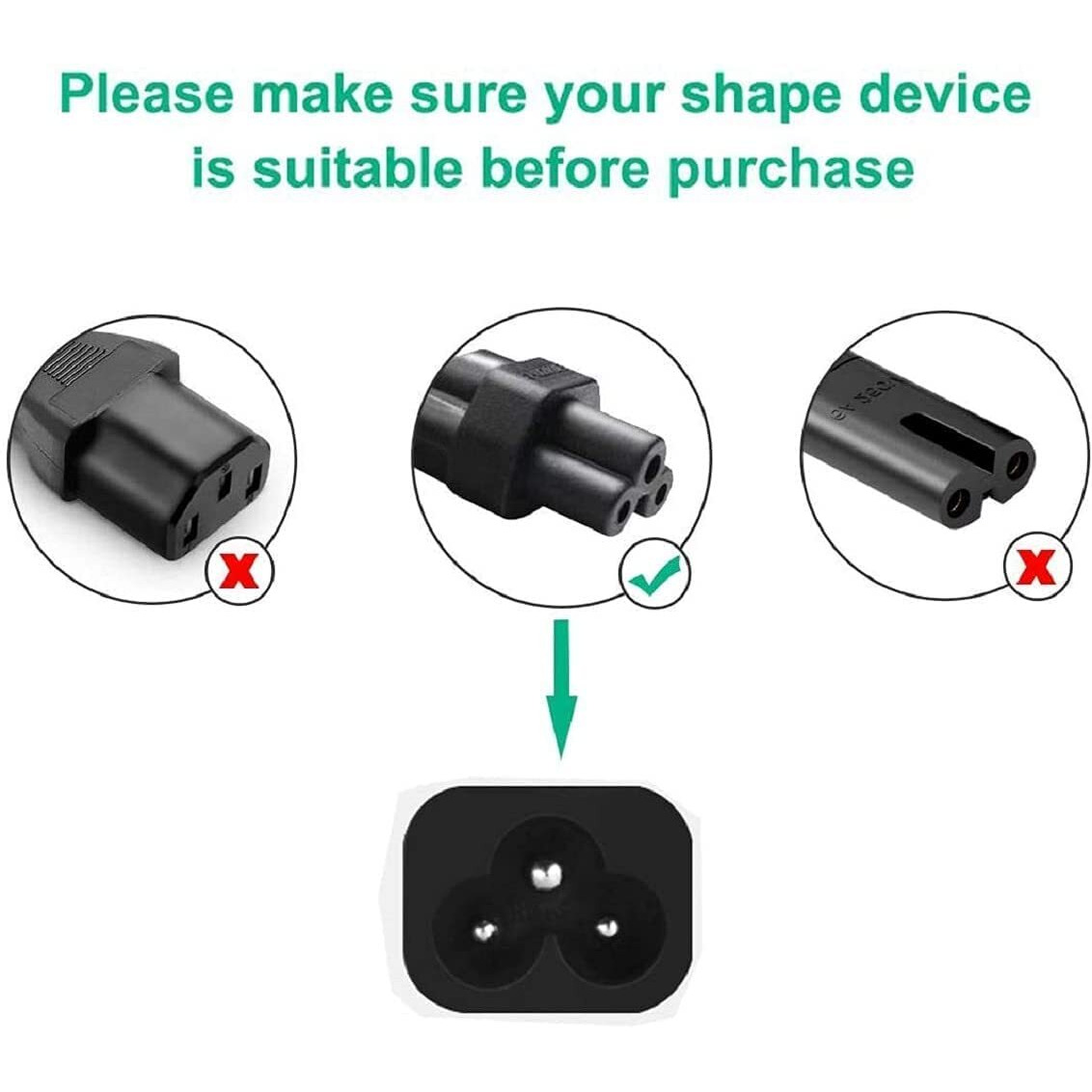 NISHTECH 3 Pin Laptop Power Cable Universal Replacement for Laptop Charger Adapter Power Cord for Laptop - (1.5M, Black)