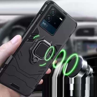 Spazy Case IQOO Neo 6 5G Back Cover | Dual Layer Armor Defender Full Body Protective + PC Hybrid Kickstand Back Case for IQOO Neo 6 5G