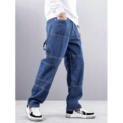 GRECIILOOKS Men Jeans | Men Jeans Pants | Denim Jeans | Baggy Jeans for Men | Cargo Jeans for Man | Stylish Jeans for Men (in, Numeric, 34, Regular, Blue)
