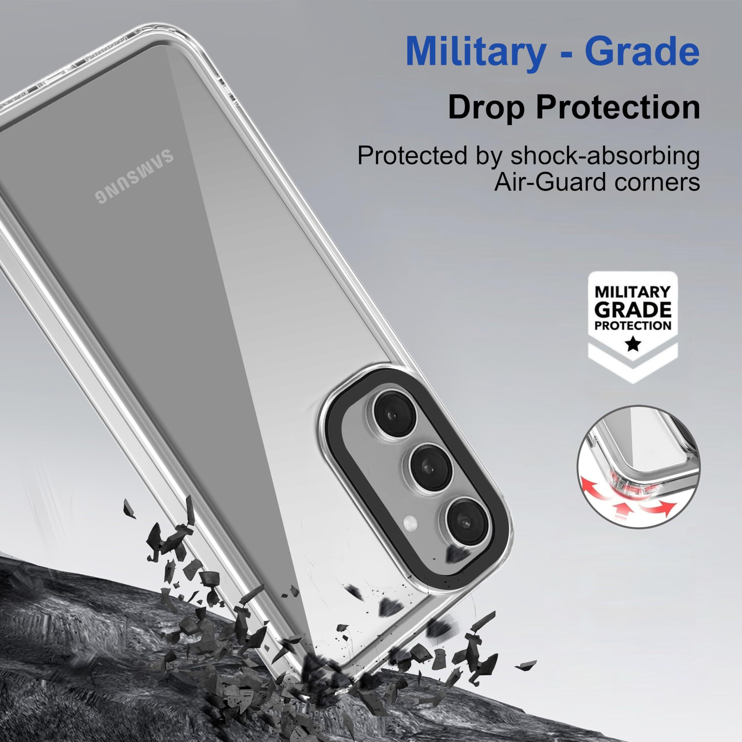 Zapcase Back Case Cover for Samsung Galaxy A55 5G | Compatible for Samsung Galaxy A55 5G Back Case Cover | Case Cover for Samsung Galaxy A55 5G with Camera Protection | (TPU + PC | Transparent)