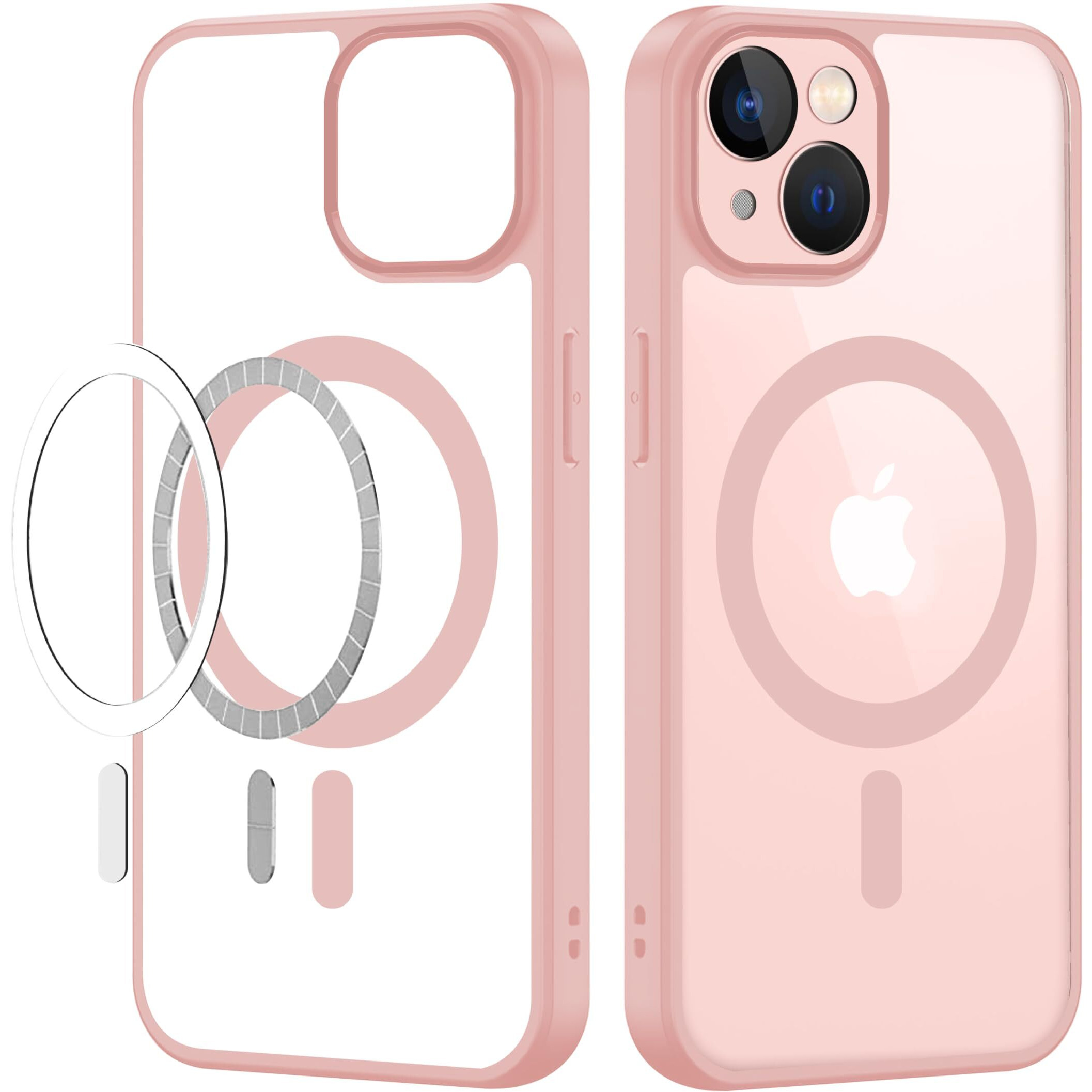CEDO Magfit Cover for iPhone 13 / iPhone 14 (6.1 inch) | Mag-Safe Wireless Charging | Designed with Magnetic Lock Shockproof Phone Bumper Transparent Back Case Cover (Pink)