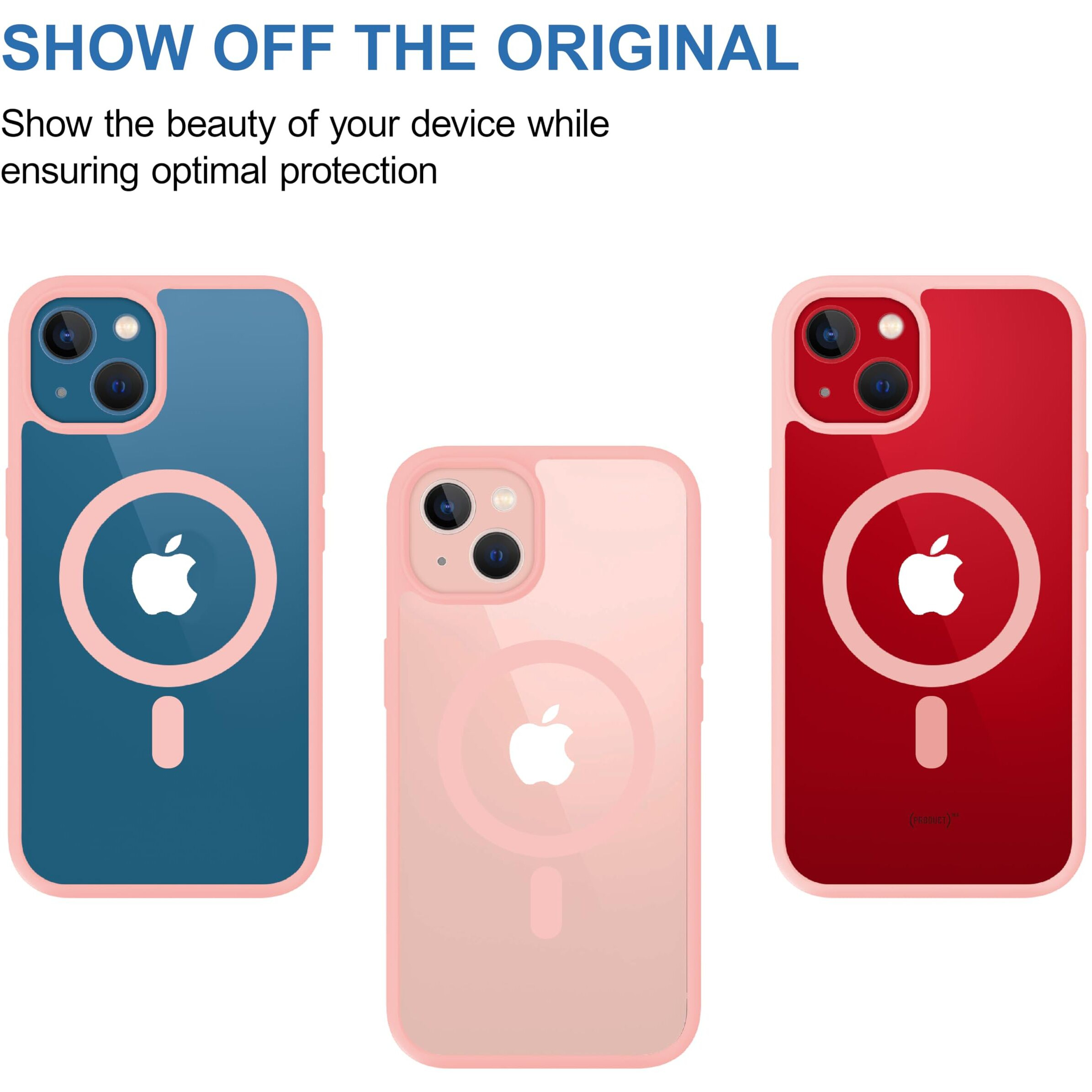 CEDO Magfit Cover for iPhone 13 / iPhone 14 (6.1 inch) | Mag-Safe Wireless Charging | Designed with Magnetic Lock Shockproof Phone Bumper Transparent Back Case Cover (Pink)