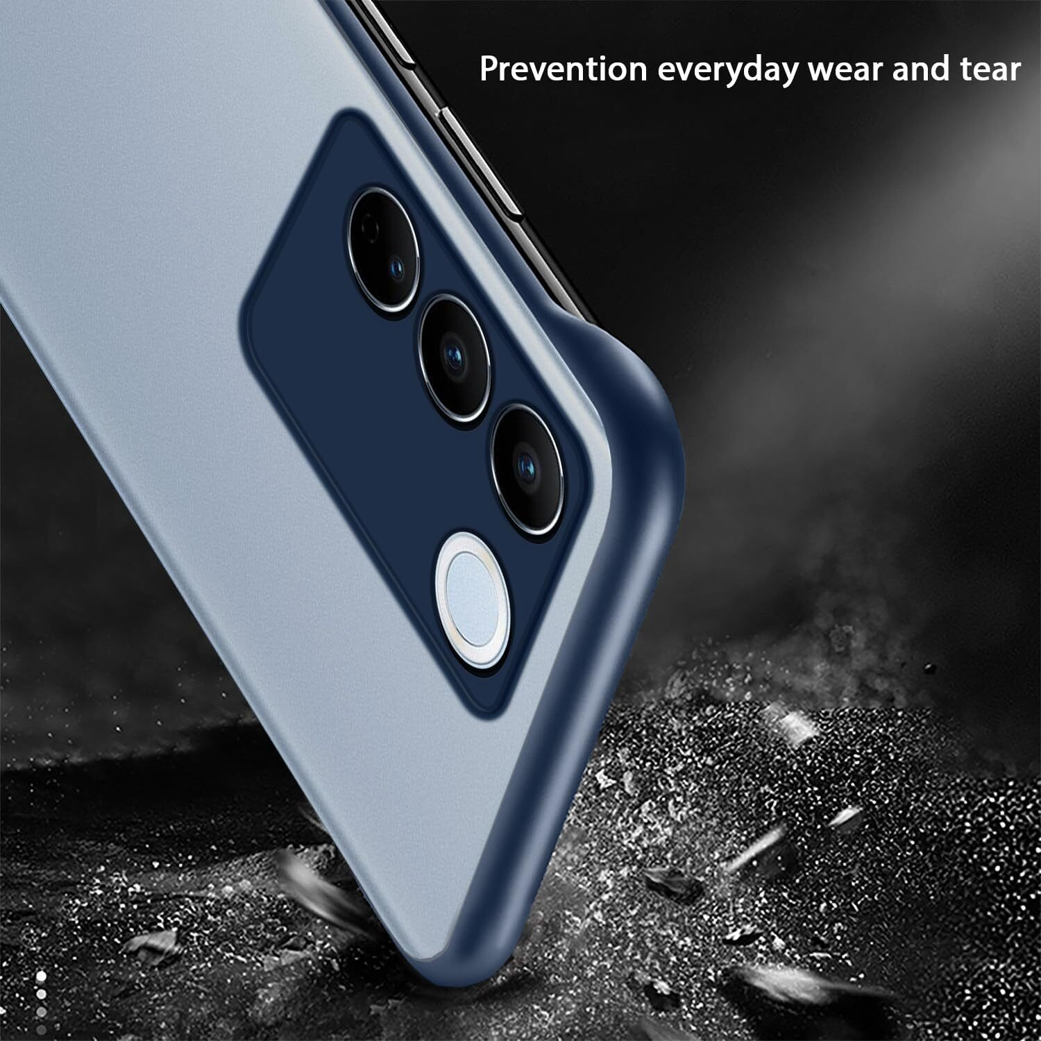 Pikkme Vivo V27/V27 Pro 5G Back Cover Hybrid Frameless Full Camera Protection Raised Edges Frosted Matte Translucent Bumper Case for Vivo V27/V27 Pro 5G (Thermoplastic Polyurethane, Blue)
