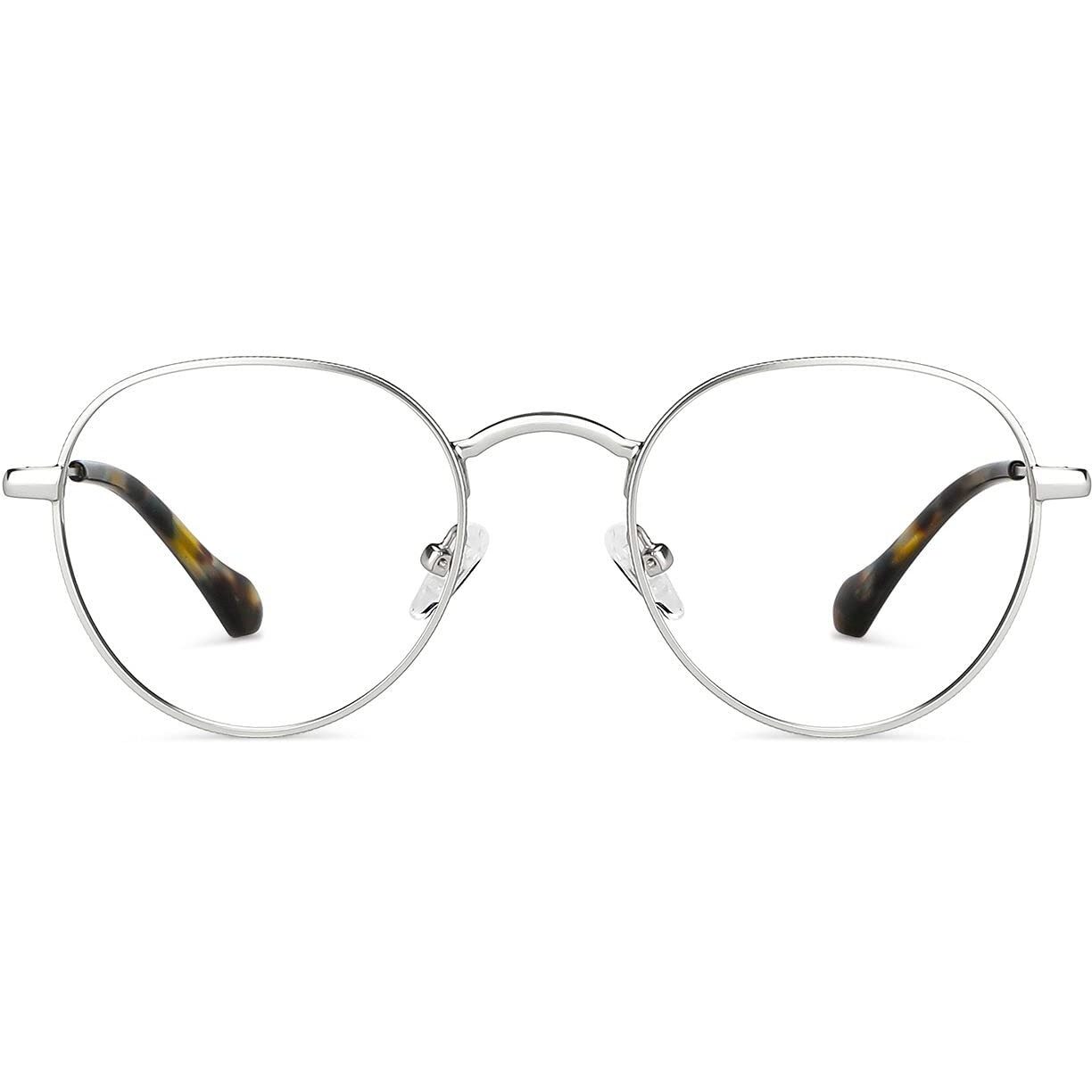 LENSKART BLU | Zero Power Bluecut & Antiglare Computer Eyeglasses | Gaming Glasses | Silver Full Rim Round | For Men & Women | Small | LB E14131