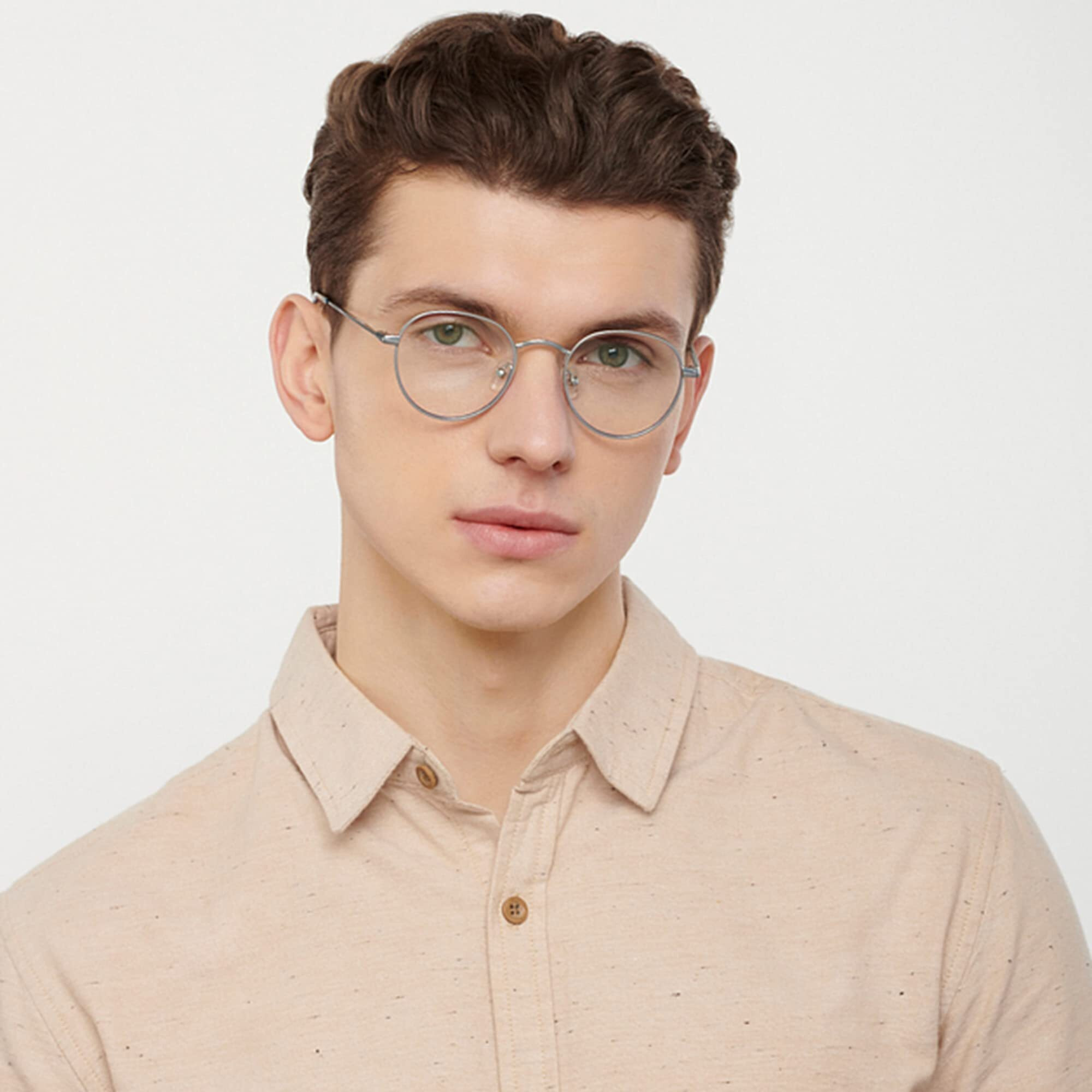 LENSKART BLU | Zero Power Bluecut & Antiglare Computer Eyeglasses | Gaming Glasses | Silver Full Rim Round | For Men & Women | Small | LB E14131