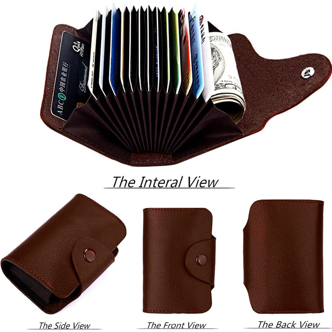 Stealodeal Dark Brown 15 Slots Leather Credit/Debit Card Holder Wallet for Men & Women (Set of 1 Dark Brown)