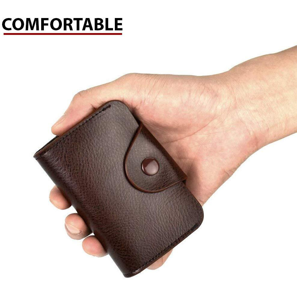 Stealodeal Dark Brown 15 Slots Leather Credit/Debit Card Holder Wallet for Men & Women (Set of 1 Dark Brown)