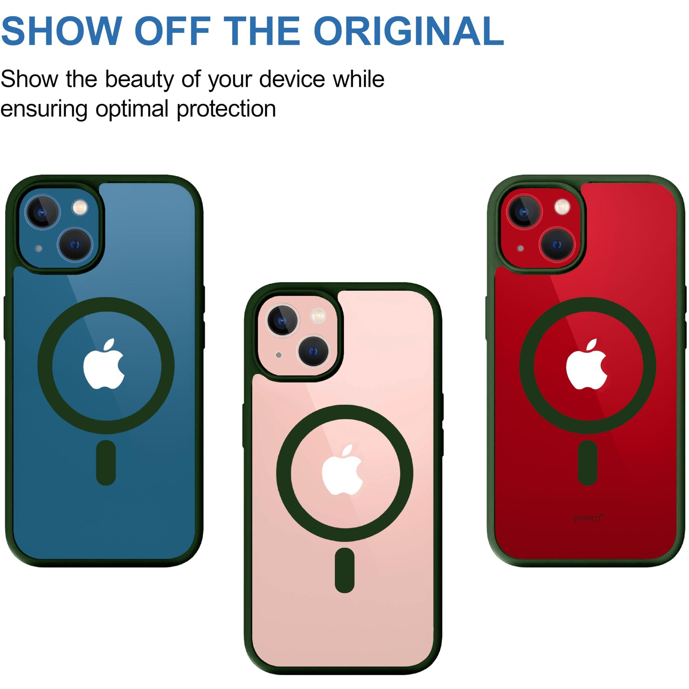 CEDO Magfit Cover for iPhone 13 / iPhone 14 (6.1 inch) | Mag-Safe Wireless Charging | Designed with Magnetic Lock Shockproof Phone Bumper Transparent Back Case Cover (Forest Green)