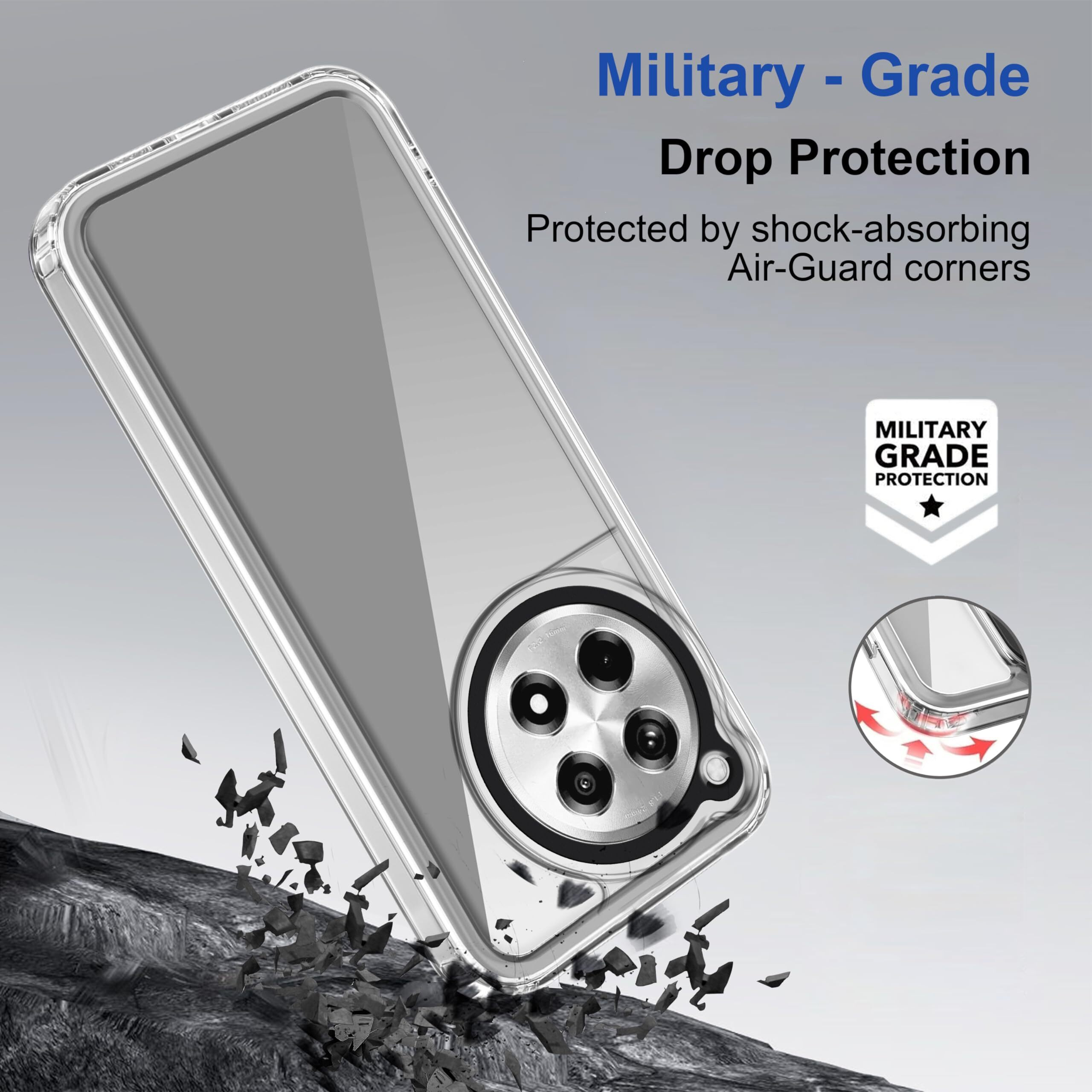 Zapcase Back Case Cover for OnePlus 12R 5G | Compatible for OnePlus 12R 5G Back Case Cover | Case Cover with Camera Protection | (TPU + PC | Transparent)