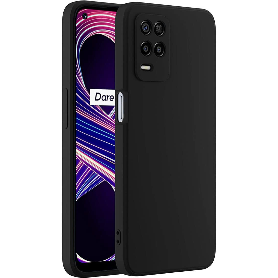LIRAMARK Silicone Soft Back Cover Case for Realme 9 5G / 8 5G / 8s 5g / Narzo 30 5G (Silicone Black)
