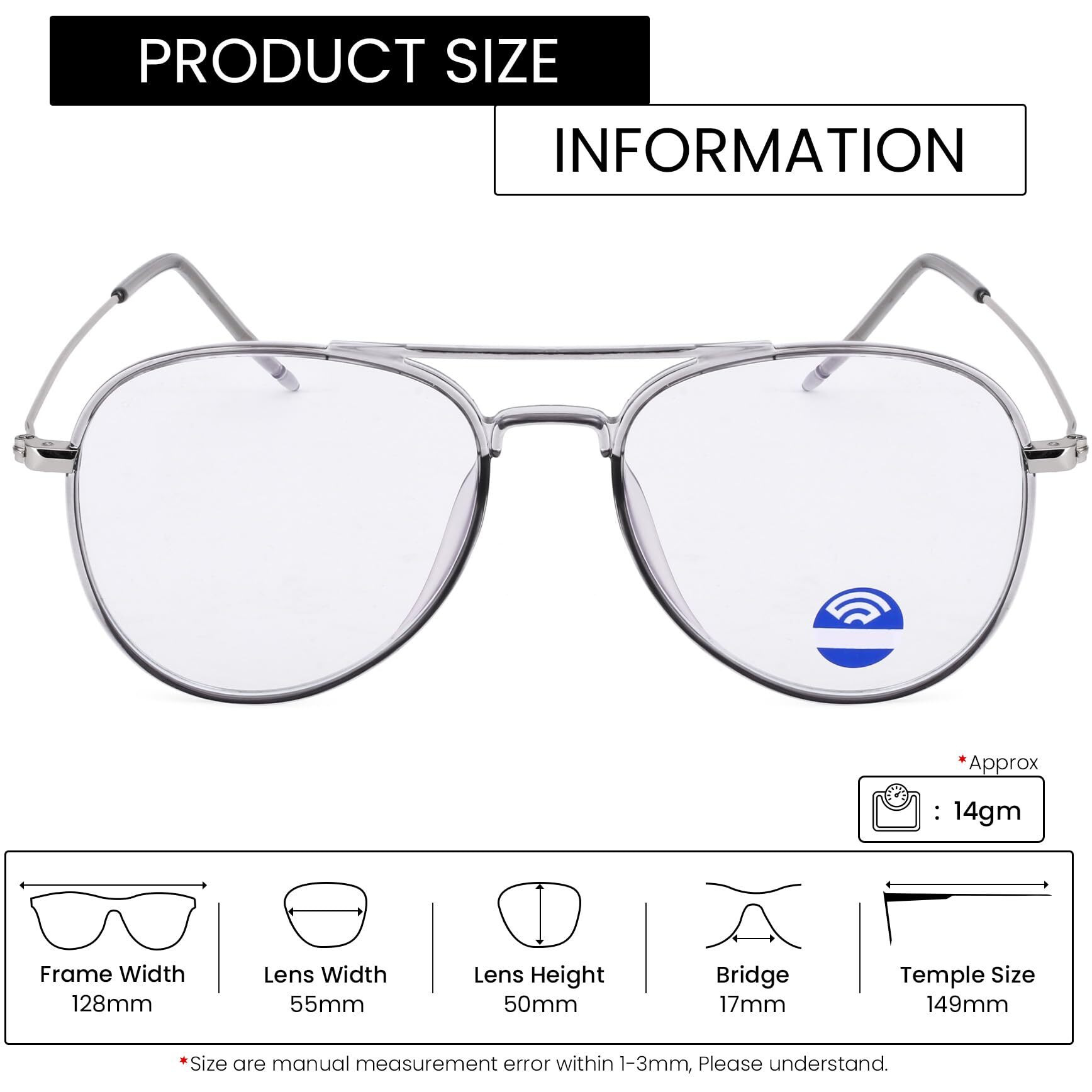 ROYAL SON Men Women Aviator Blue Light Blocking Anti Glare Spectacle Frames (Lightweight)