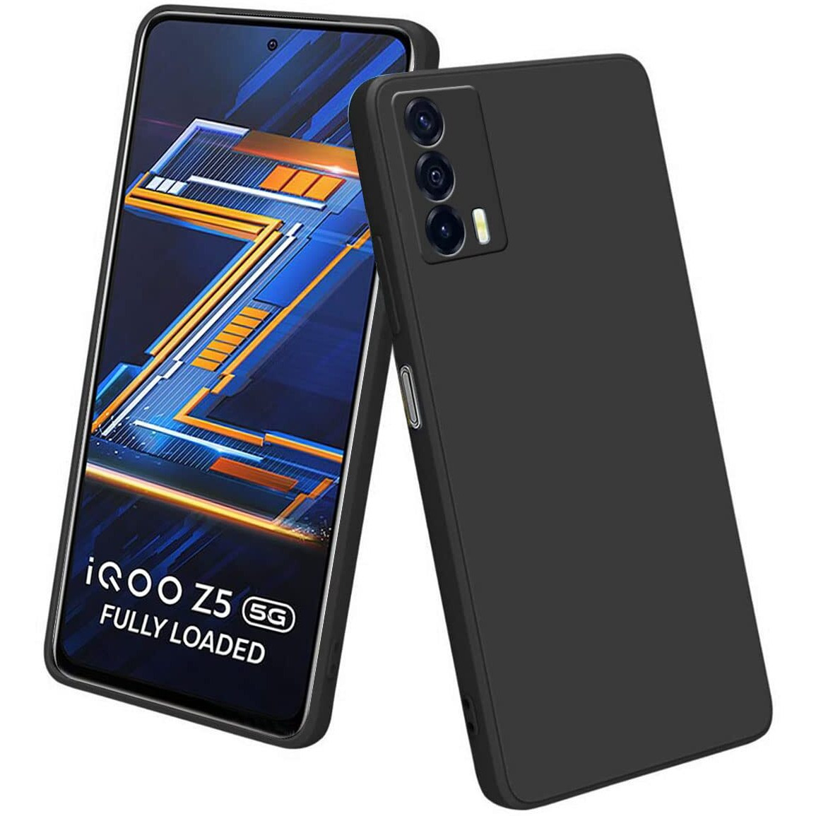 LIRAMARK Silicone Soft Back Cover Case for Vivo iQOO Z5 5G (Silicone Black)