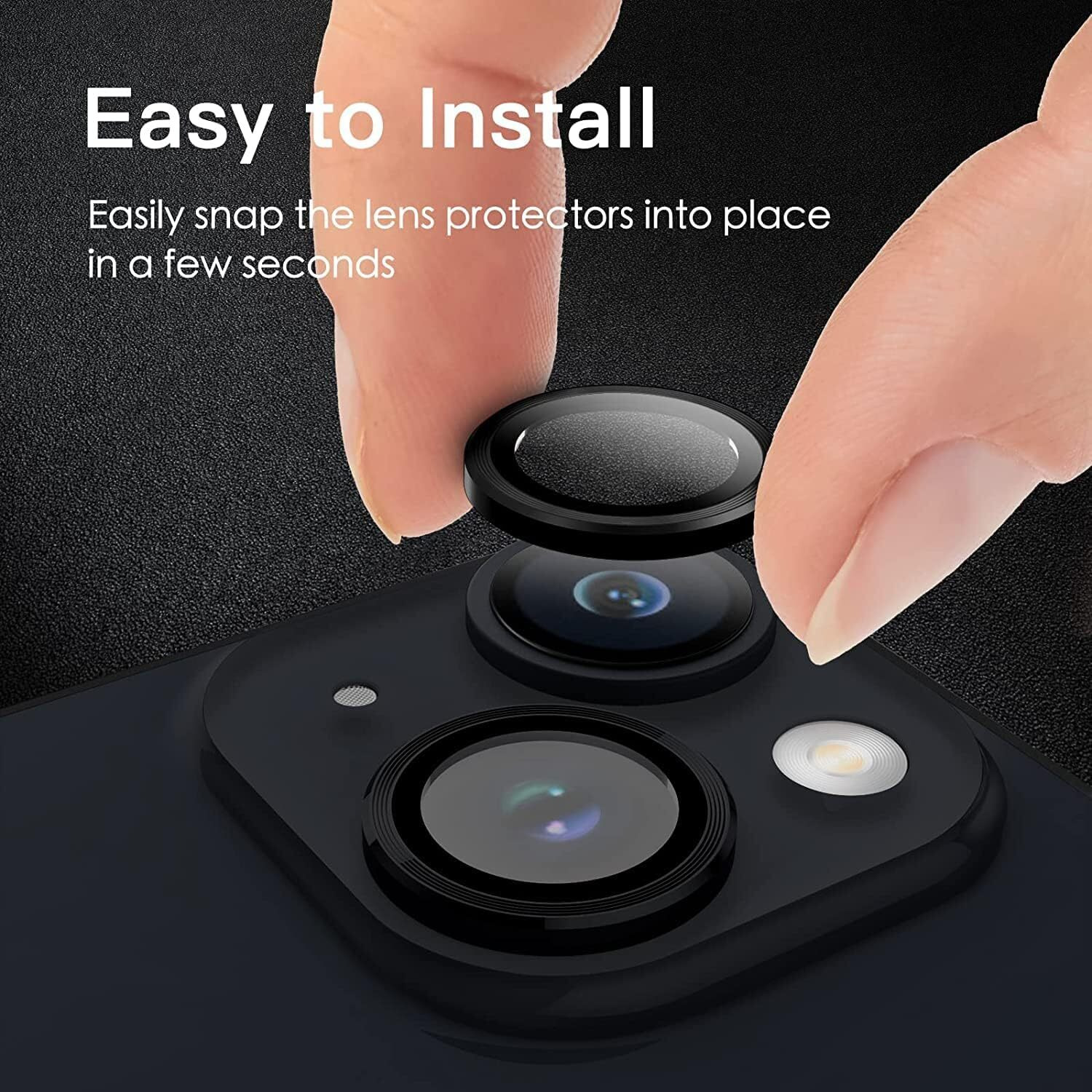 GadgetBite Camera Lens Protector for iPhone 14 6.1"& iPhone 14 Plus 6.7", Tempered Glass Camera Lens Protector Tempered Glass Lens Ring Cover Fit for iPhone 14/iPhone 14 Plus(Black)