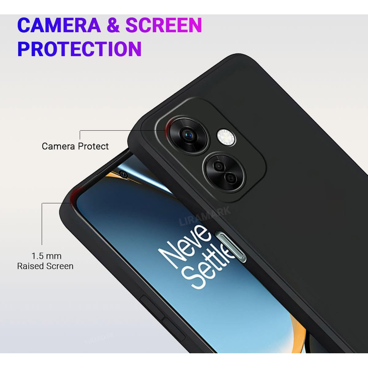 LIRAMARK Silicone Soft Back Cover Case for OnePlus Nord CE 3 Lite 5G (Black)